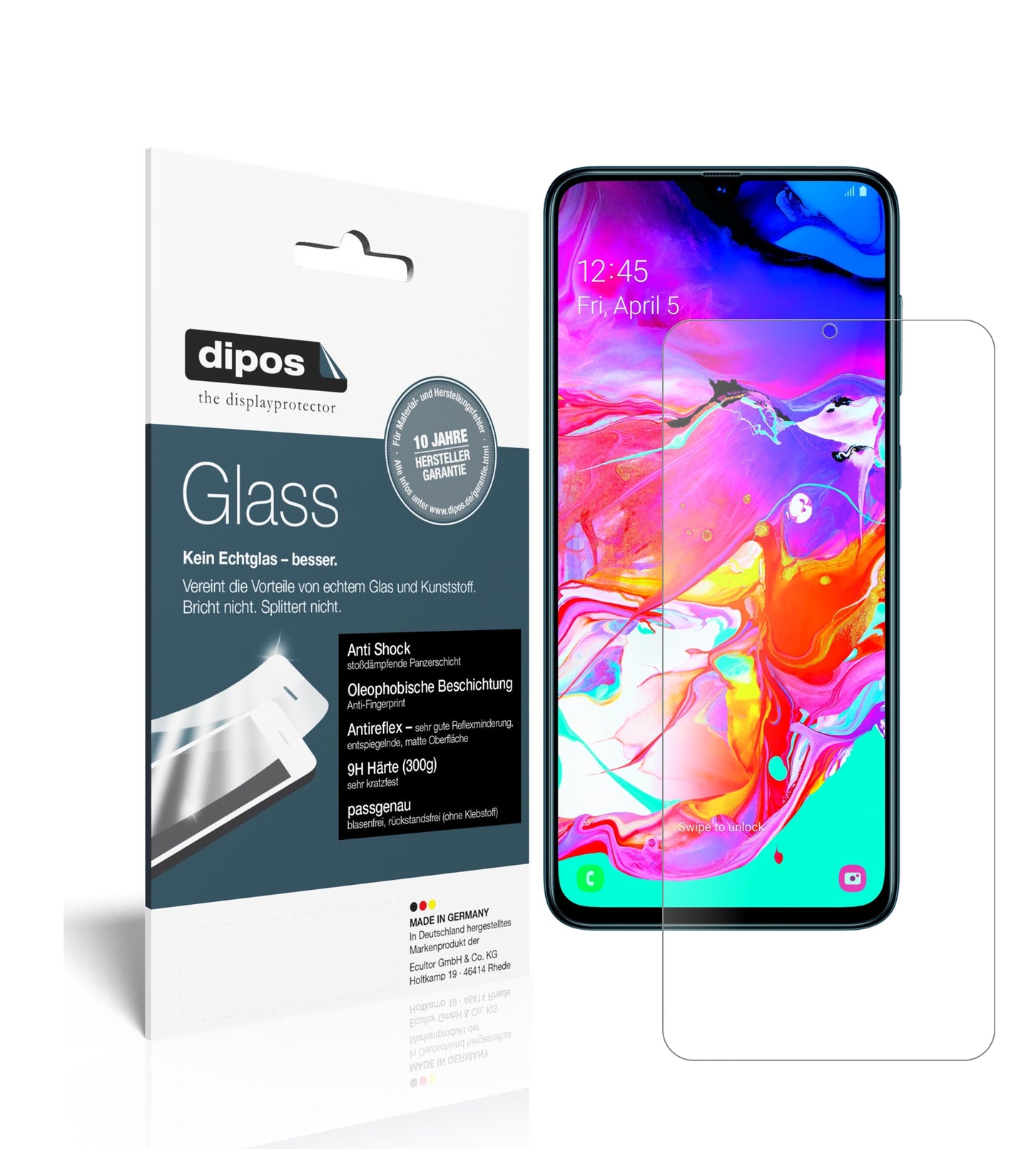Mattes Panzerglas: Schutz vor Brüchen, Fingerabdrücken und Bildschirmblendung für Samsung-Galaxy A70s