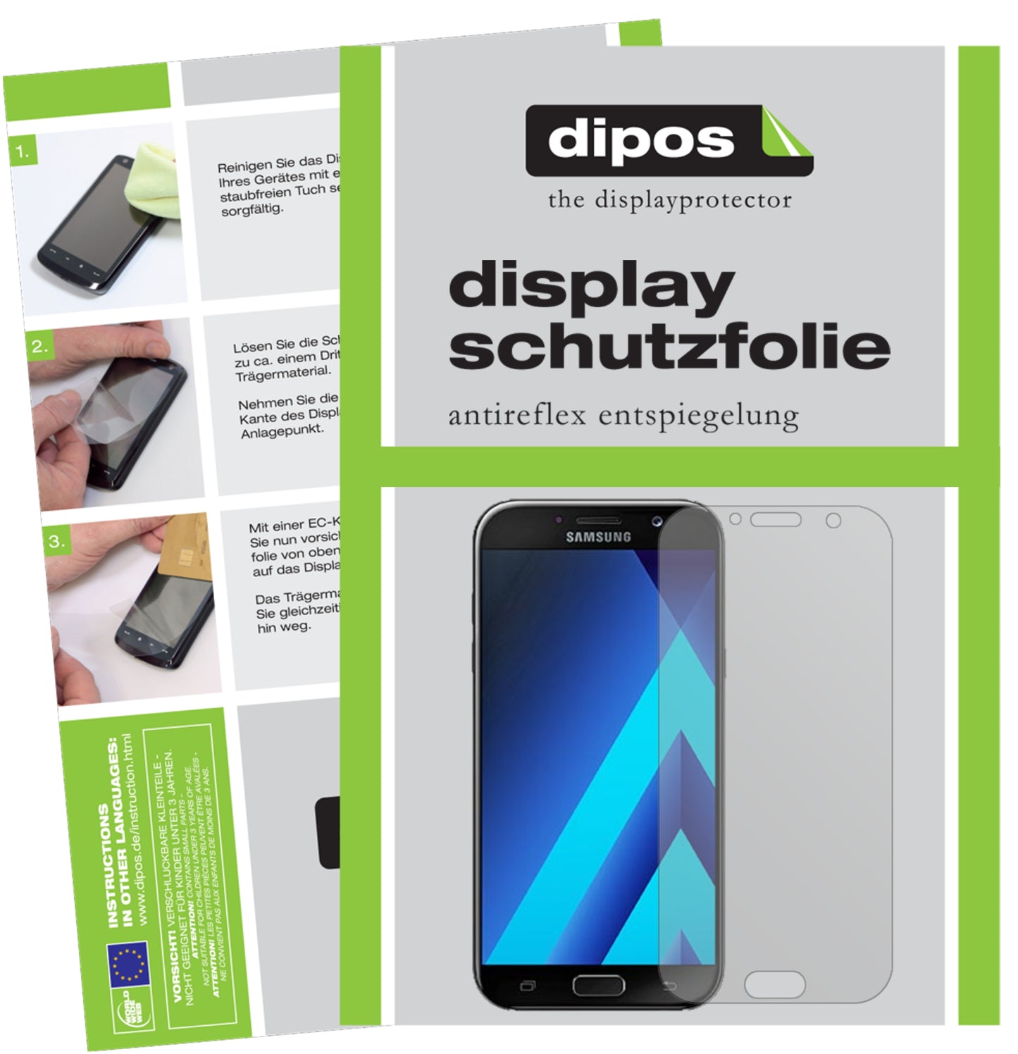 Mattes Panzerglas: Entspiegelte, dünne Folie, Fingerabdruckresistenz und Bildschirmschutz für Samsung-Galaxy A7 (2017)