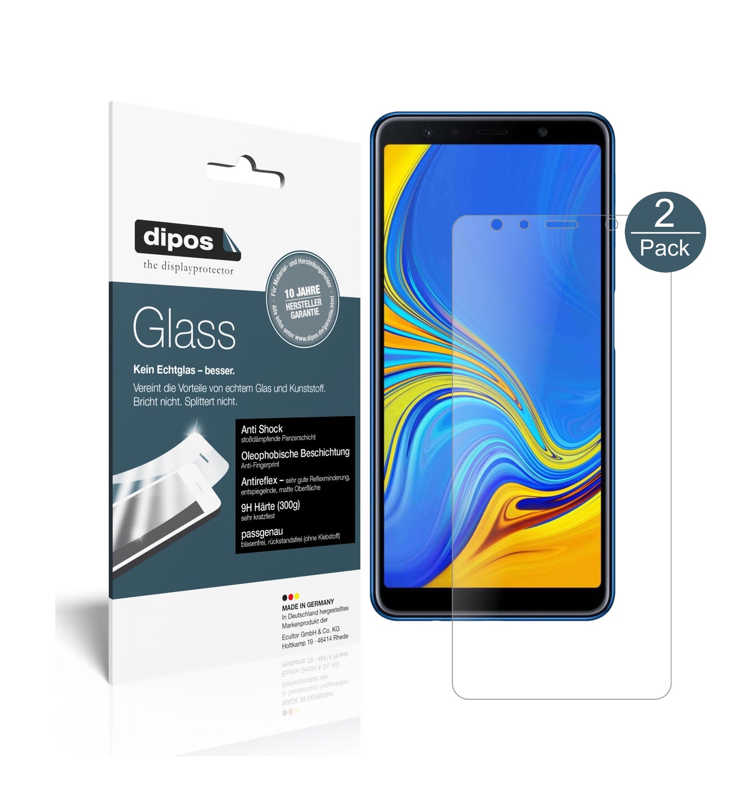 Mattes Panzerglas: Schutz vor Brüchen, Fingerabdrücken und Bildschirmblendung für Samsung-Galaxy A7 (2018)