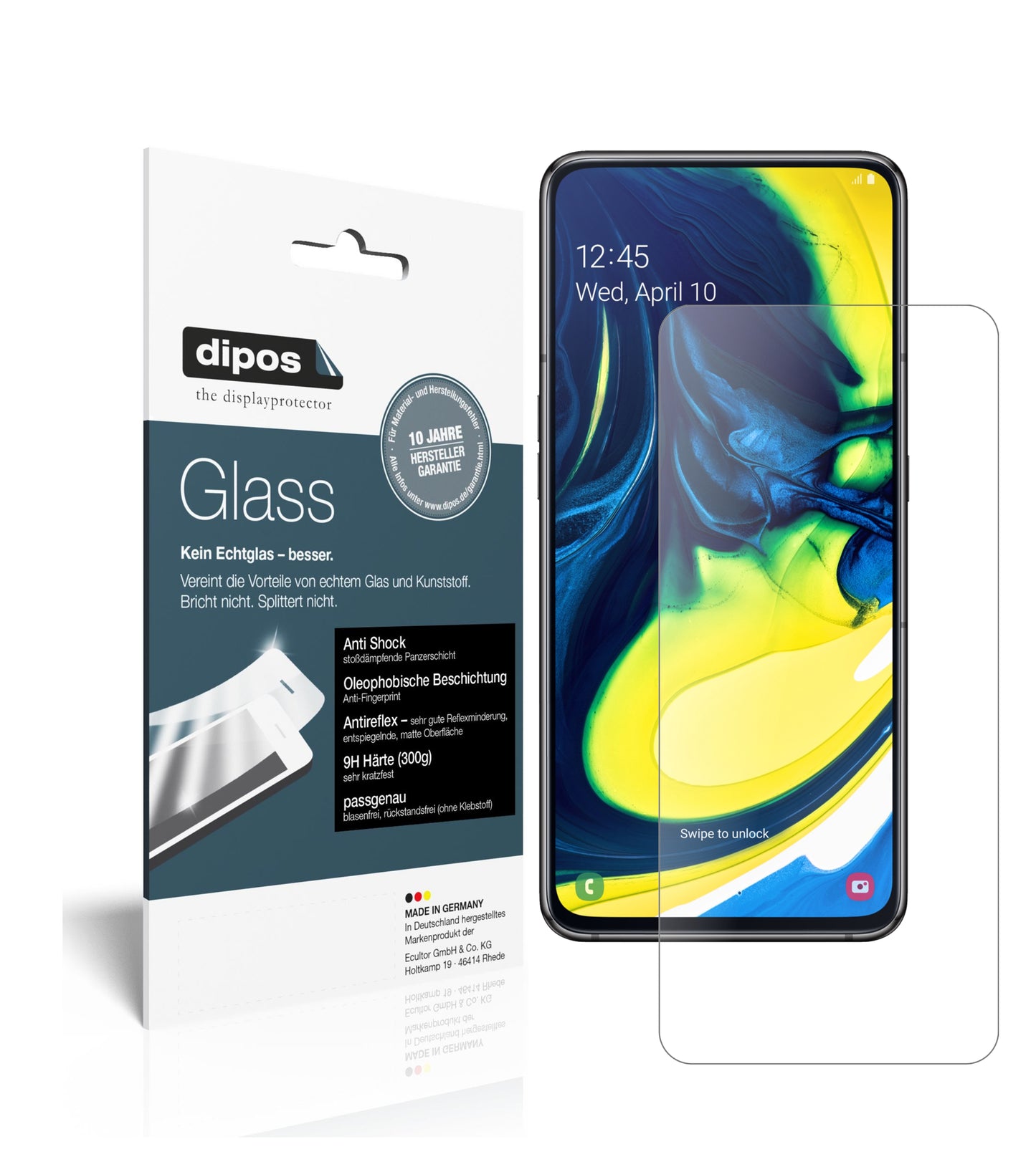 Mattes Panzerglas: Schutz vor Brüchen, Fingerabdrücken und Bildschirmblendung für Samsung-Galaxy A80