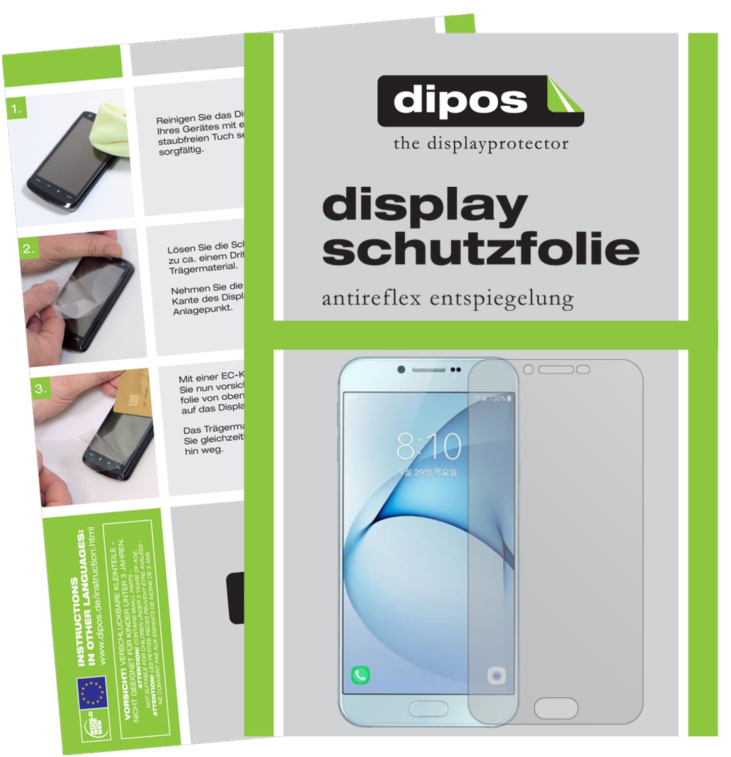Mattes Panzerglas: Schutz vor Brüchen, Fingerabdrücken und Bildschirmblendung für Samsung-Galaxy A8 (2016)