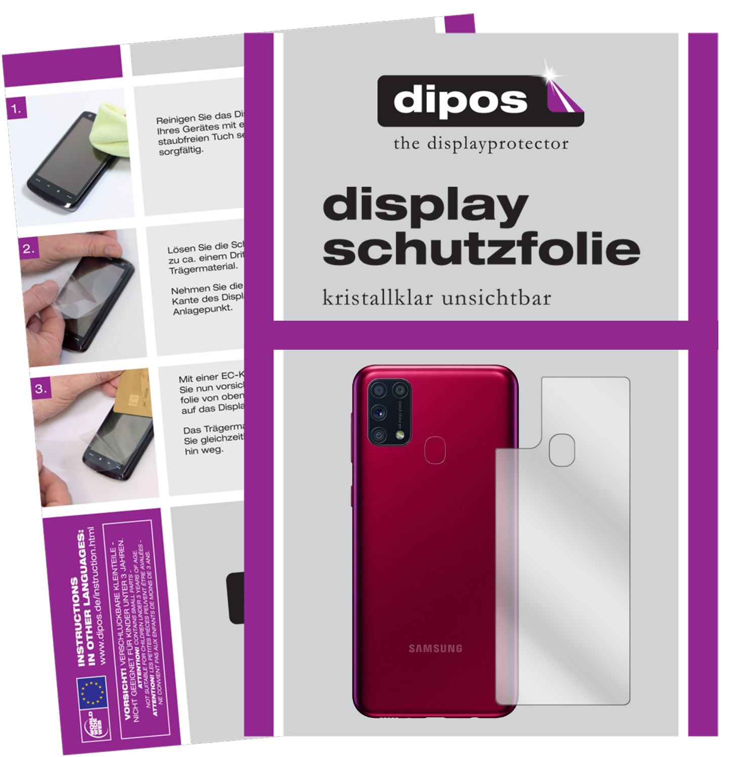 Kristallklare, dünne Schutzfolie: Kratzfest & passgenau für Samsung-Galaxy M31s Rückseite