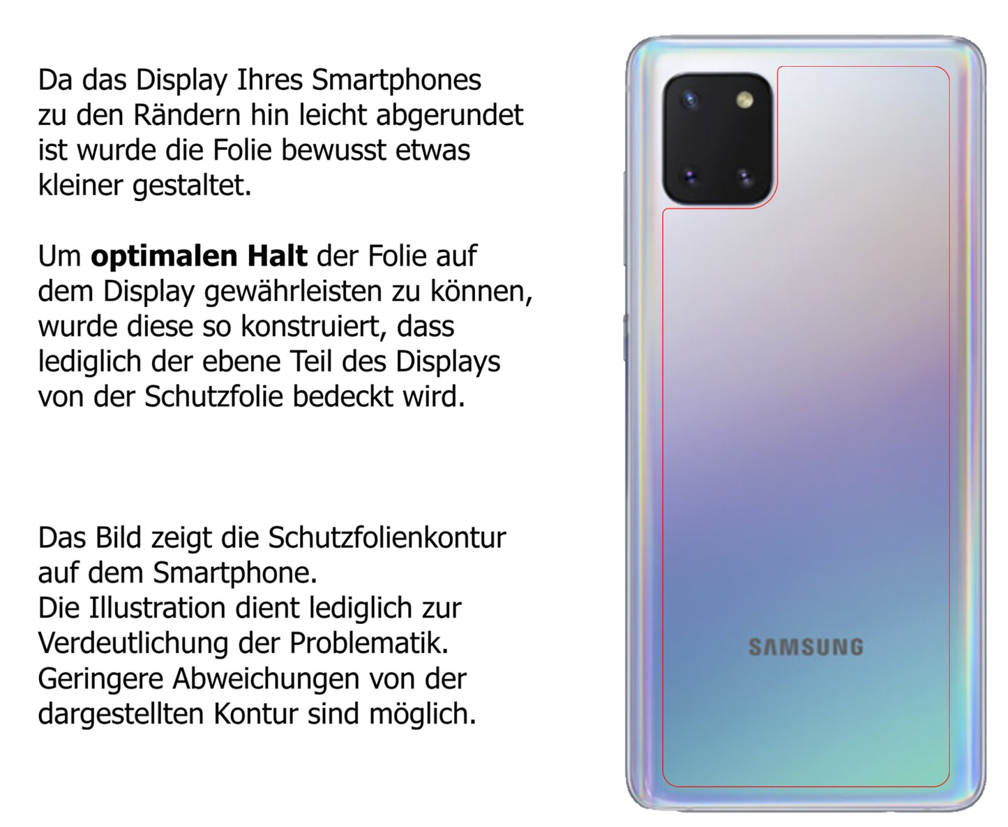 dipos Displayschutz für Samsung Galaxy Note 10 Lite Rückseite, mattierte Oberfläche, robuste Festigkeit und perfekte Passform