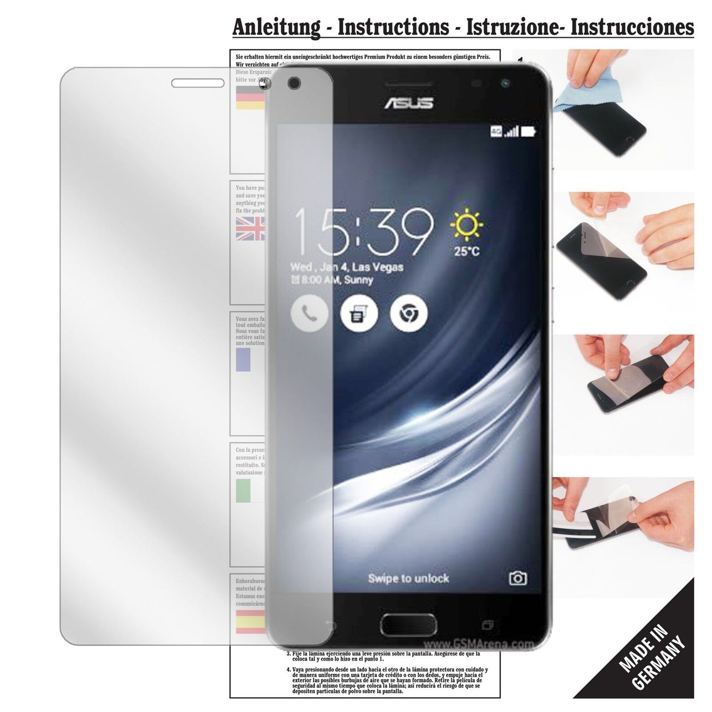 Klare Displayschutzfolie von dipos passend für Asus ZenFone AR, präziser Zuschnitt und blasenfrei montiert