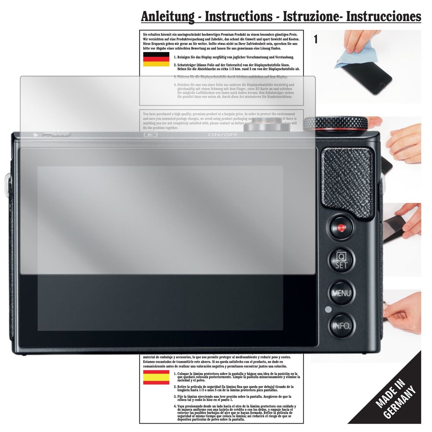 Klare Displayschutzfolie von dipos passend für Canon PowerShot G9 X Mark II, präziser Zuschnitt und blasenfrei montiert