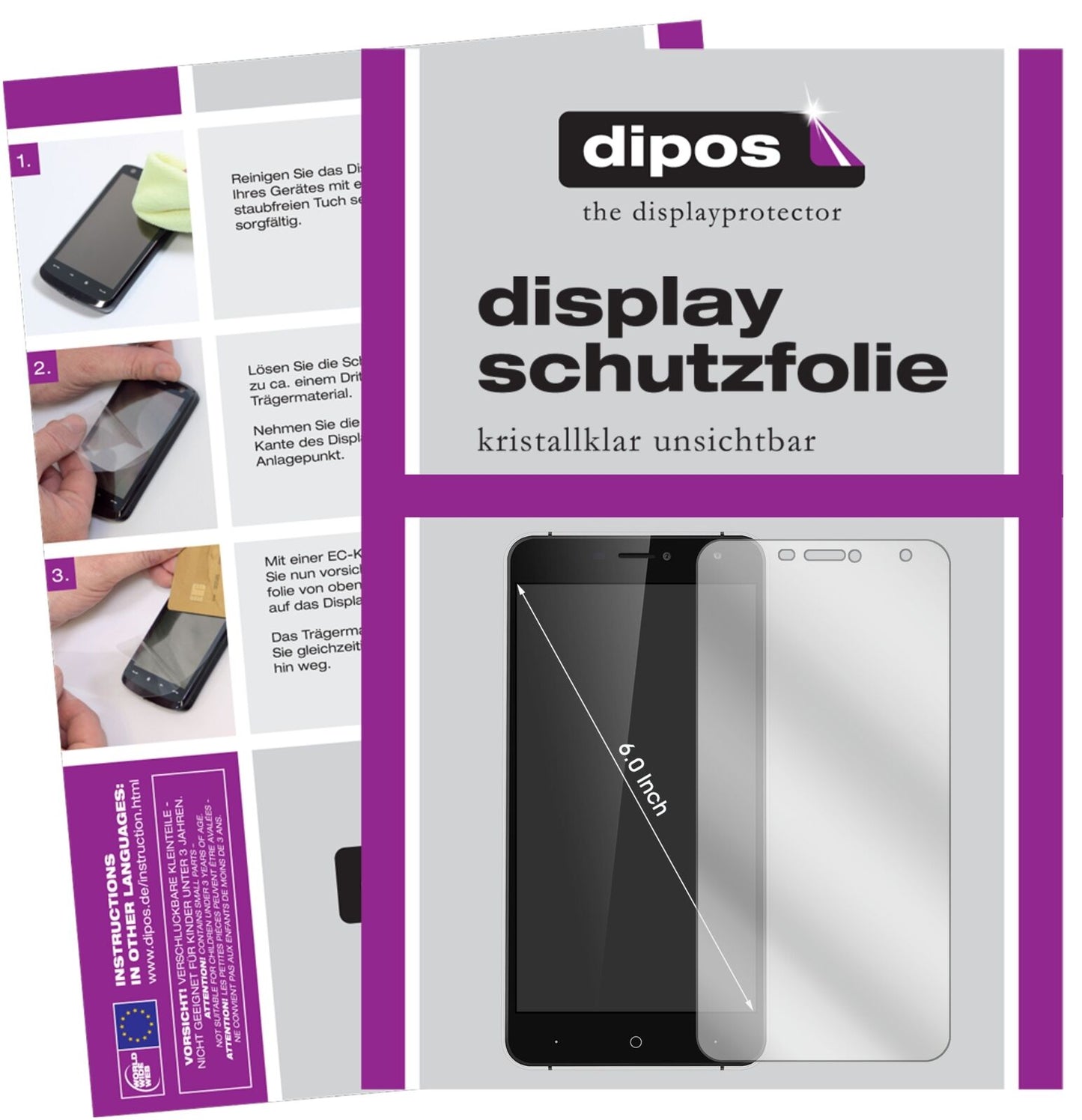 Klare Displayschutzfolie von dipos passend für Doogee X7, präziser Zuschnitt und blasenfrei montiert