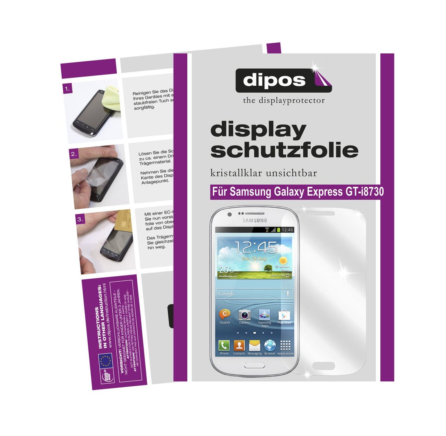 Klare Displayschutzfolie von dipos passend für Galaxy Express Samsung, präziser Zuschnitt und blasenfrei montiert