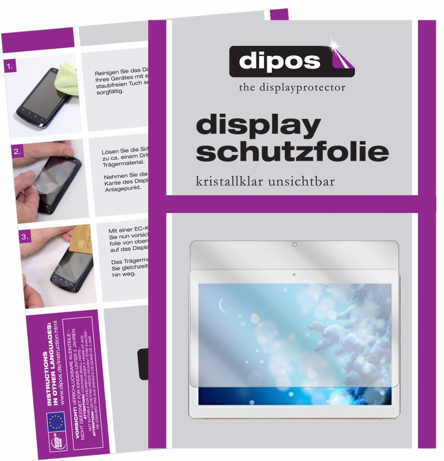 Klare Displayschutzfolie von dipos passend für ibowin P130 (10,1 Zoll), präziser Zuschnitt und blasenfrei montiert