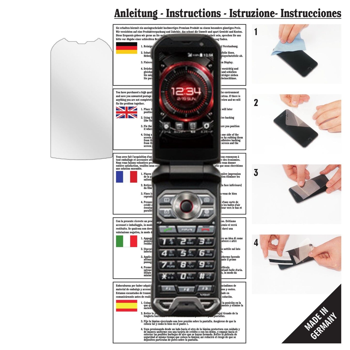 Klare Displayschutzfolie von dipos passend für Kyocera Torque X01, präziser Zuschnitt und blasenfrei montiert