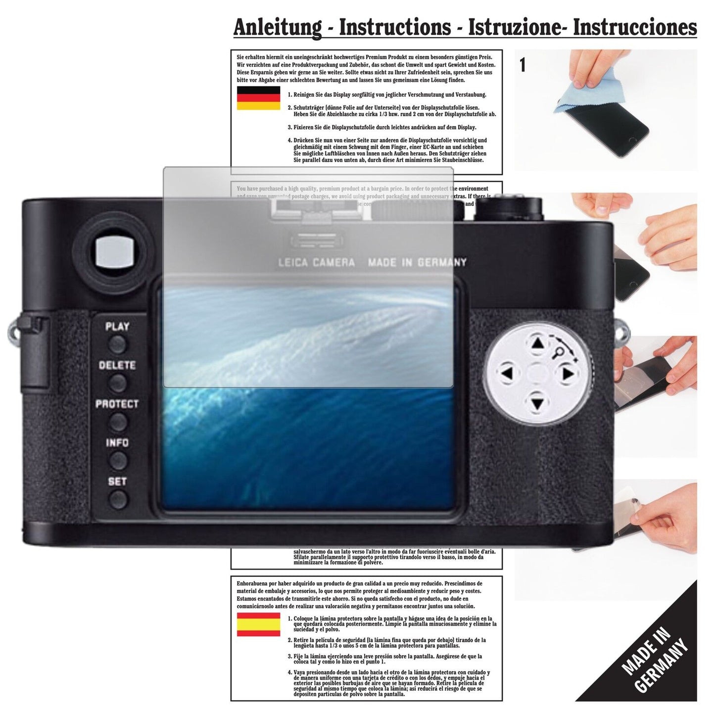 Klare Displayschutzfolie von dipos passend für Leica M10, präziser Zuschnitt und blasenfrei montiert