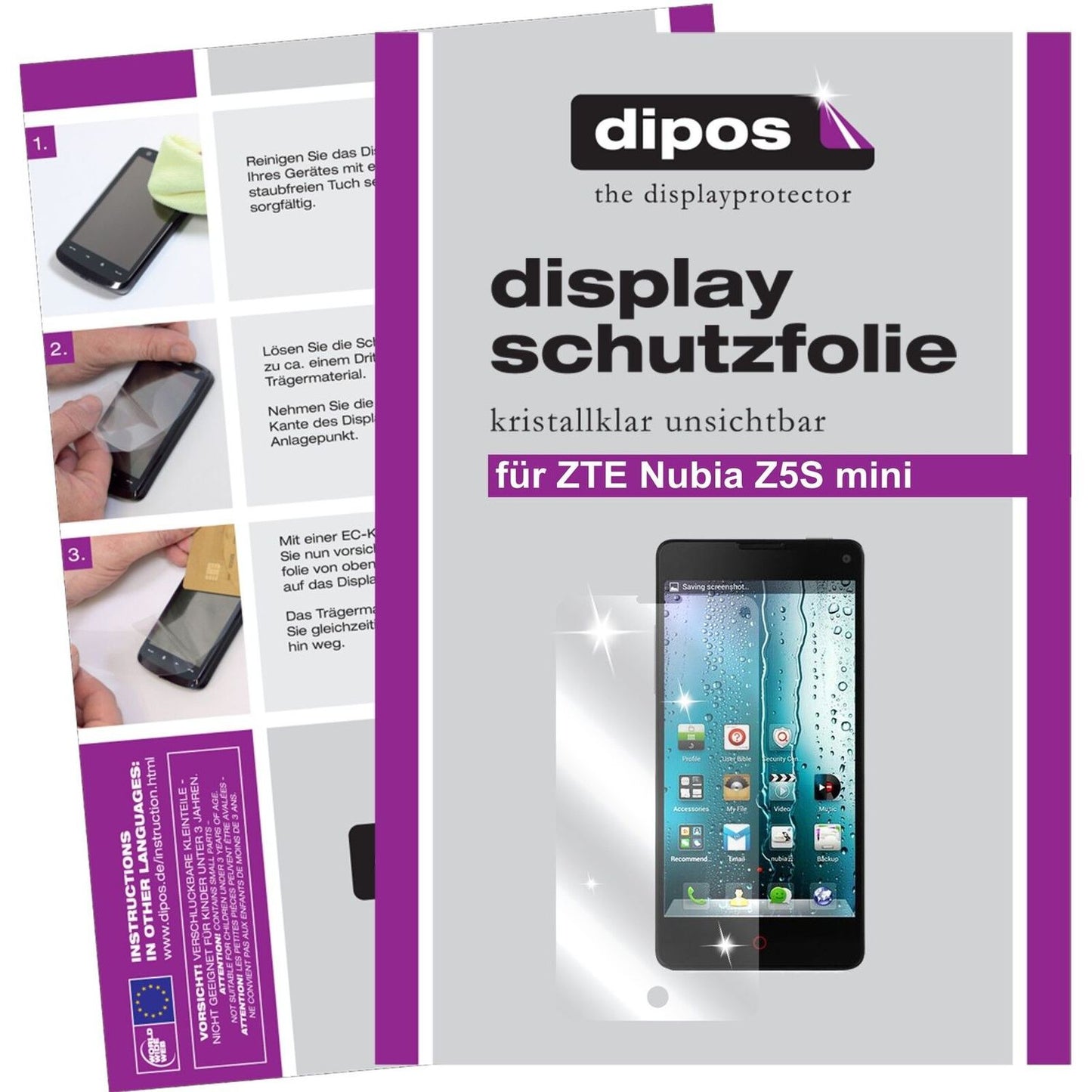 Klare Displayschutzfolie von dipos passend für Nubia Z5S Mini ZTE, präziser Zuschnitt und blasenfrei montiert