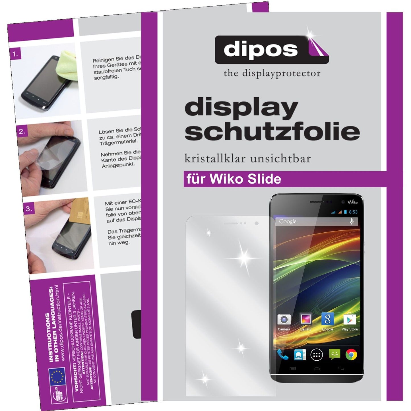 Klare Displayschutzfolie von dipos passend für Slide Wiko, präziser Zuschnitt und blasenfrei montiert