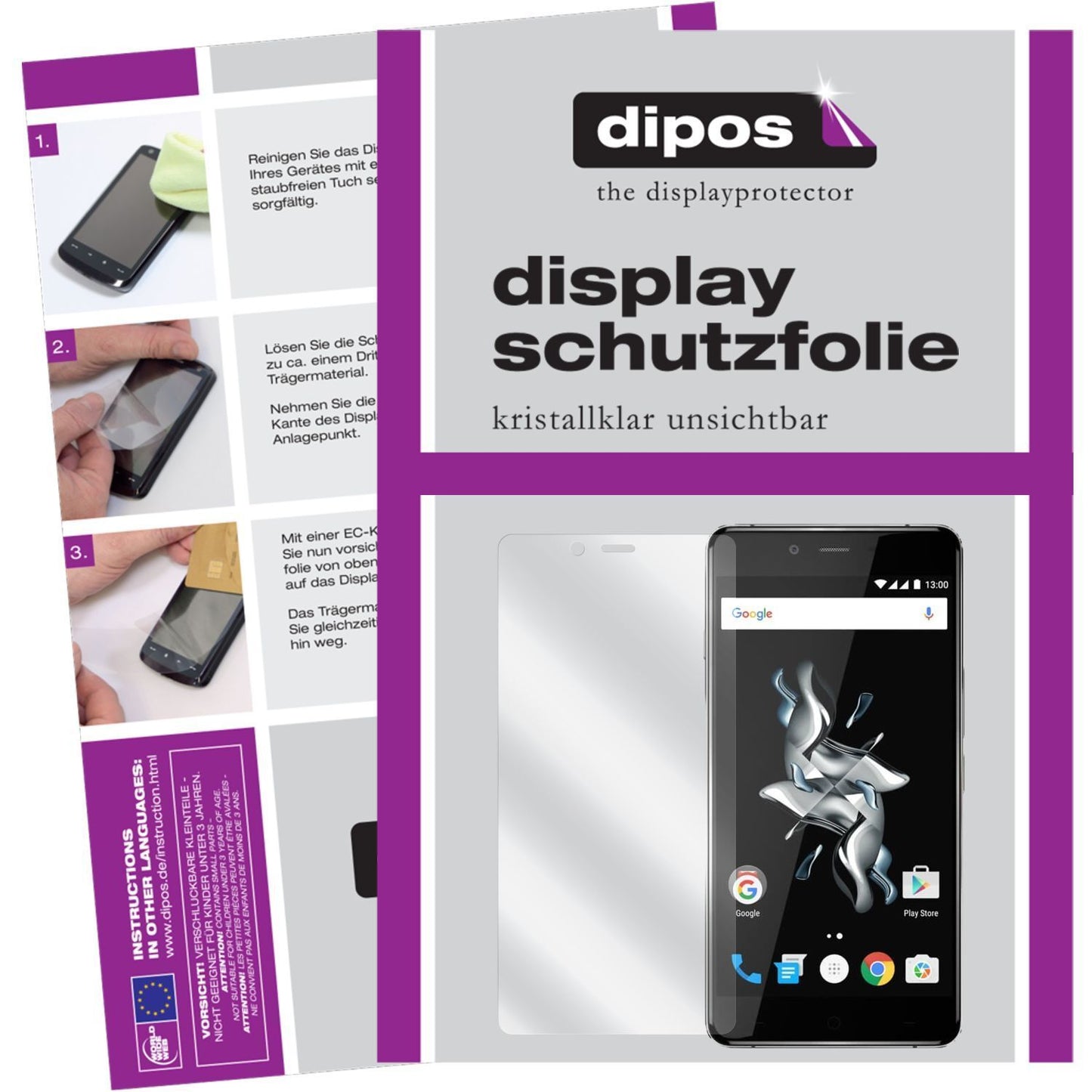 Klare Displayschutzfolie von dipos passend für X OnePlus, präziser Zuschnitt und blasenfrei montiert