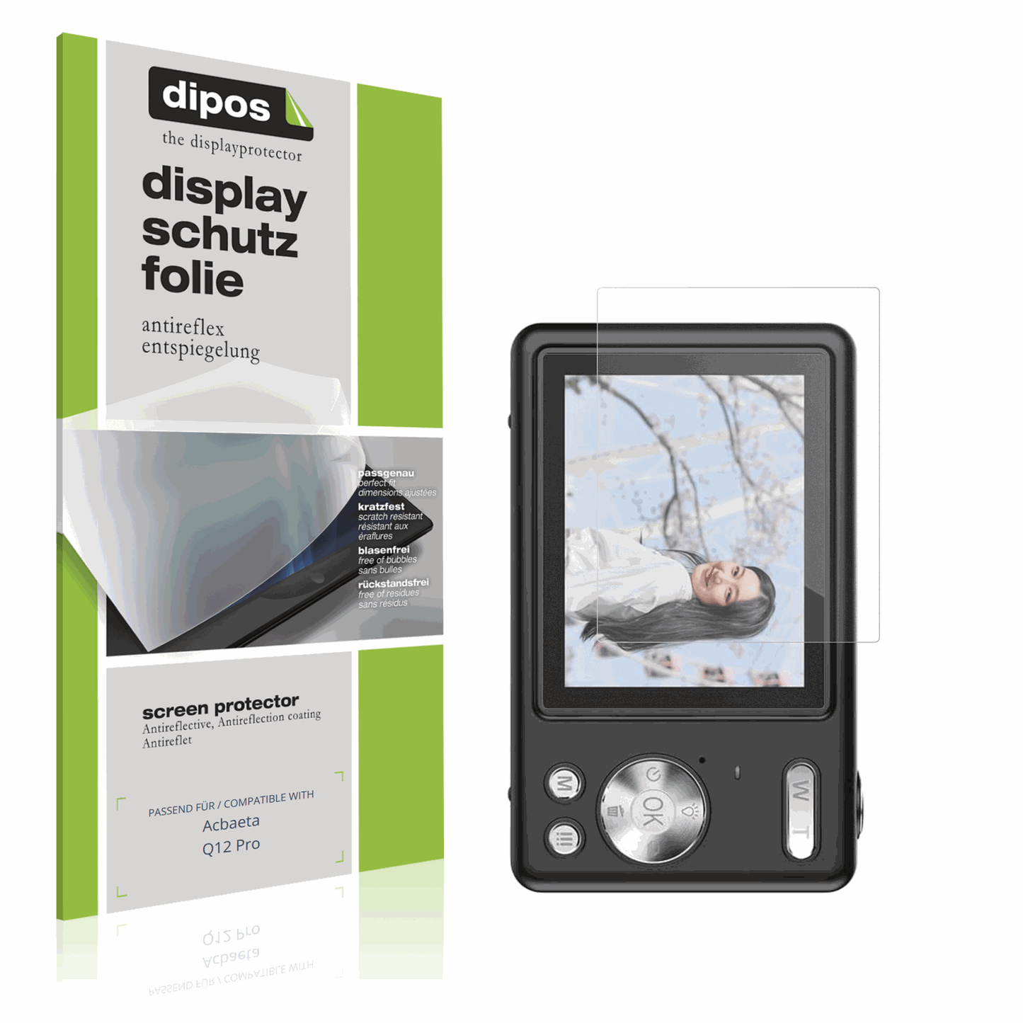 Matte Displayschutzfolie von dipos passend für Acbaeta Q12 Pro, präziser Zuschnitt und blasenfrei montiert