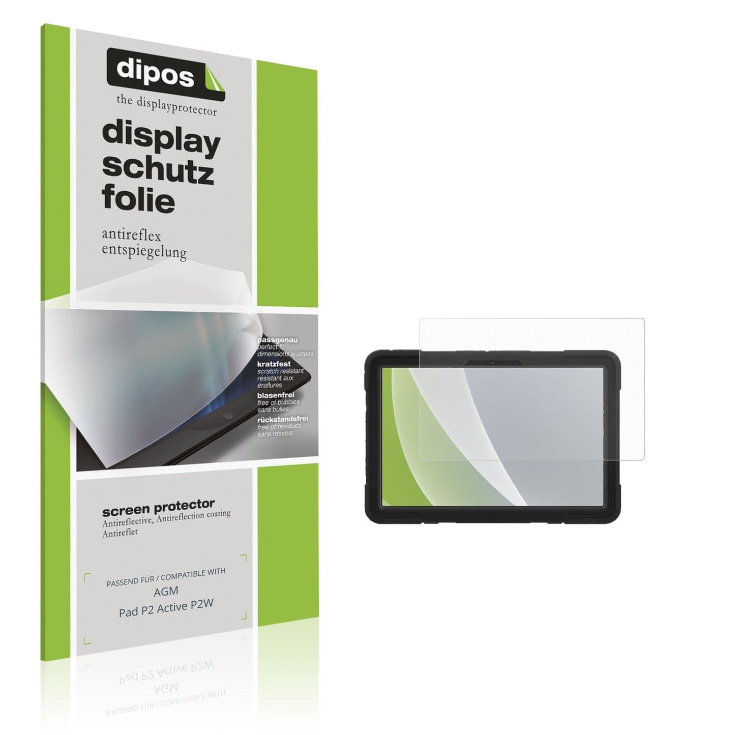 Matte Displayschutzfolie von dipos passend für AGM Pad P2 Active P2W, präziser Zuschnitt und blasenfrei montiert
