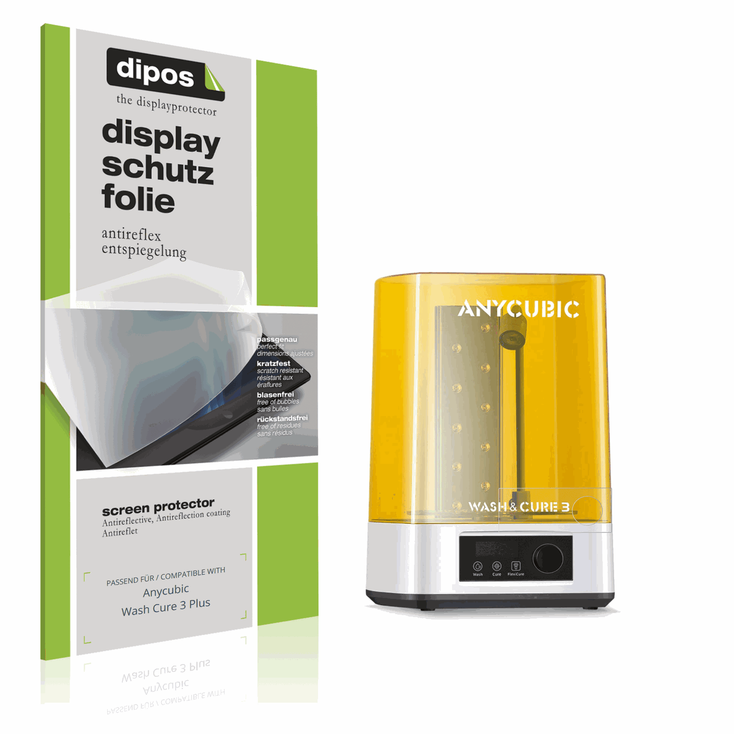 Matte Displayschutzfolie von dipos passend für Anycubic Wash Cure 3 Plus, präziser Zuschnitt und blasenfrei montiert