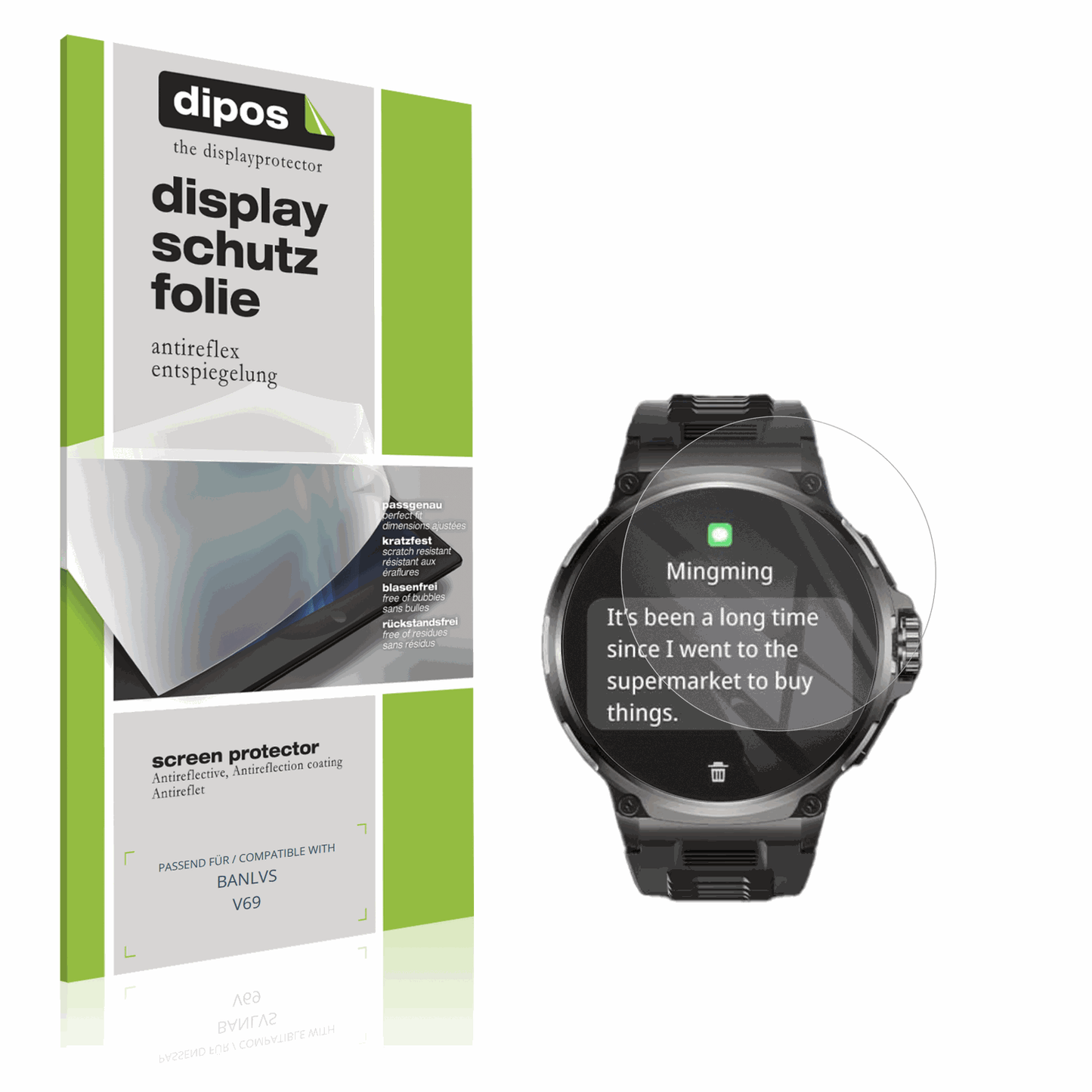 Matte Displayschutzfolie von dipos passend für BANLVS V69, präziser Zuschnitt und blasenfrei montiert