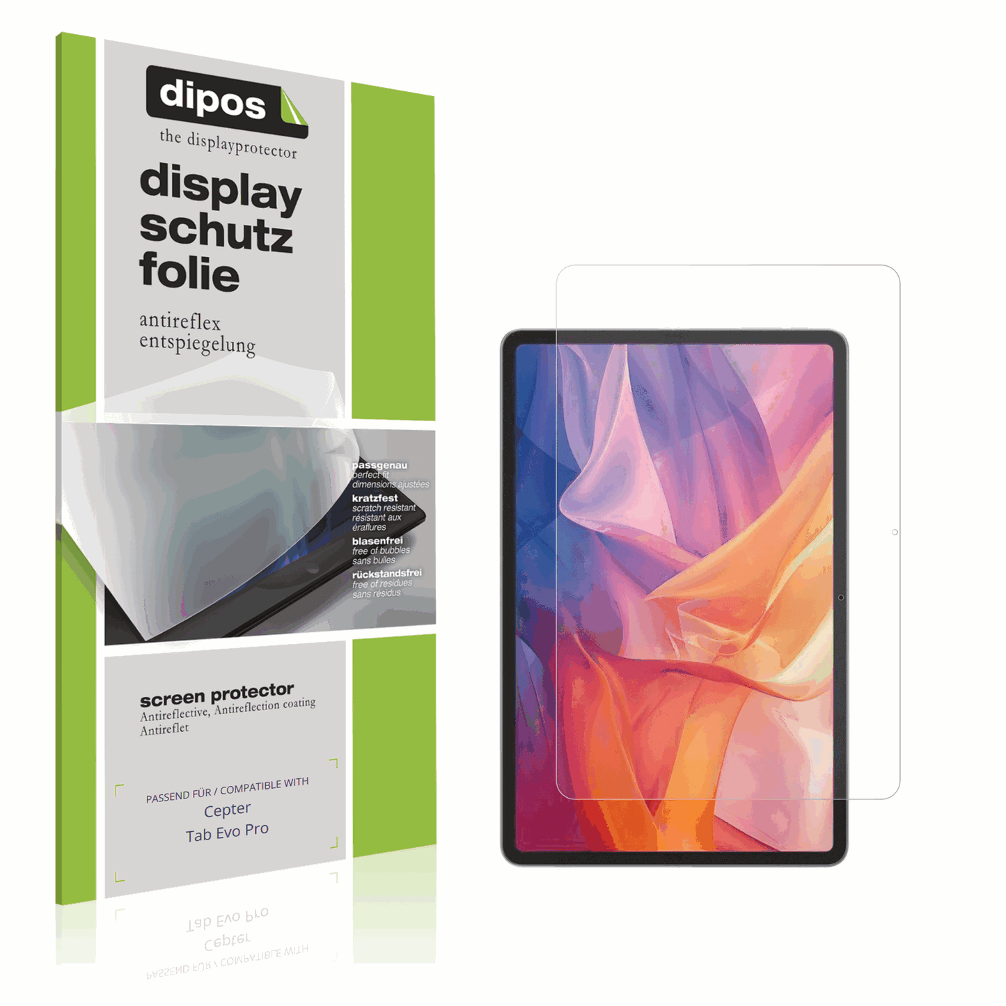 Matte Displayschutzfolie von dipos passend für Cepter Tab Evo Pro, präziser Zuschnitt und blasenfrei montiert