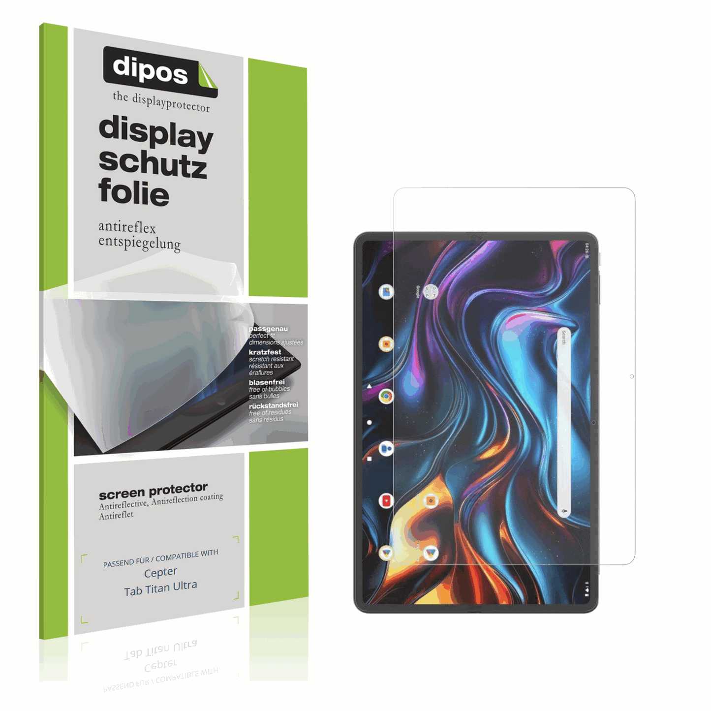 Matte Displayschutzfolie von dipos passend für Cepter Tab Titan Ultra, präziser Zuschnitt und blasenfrei montiert