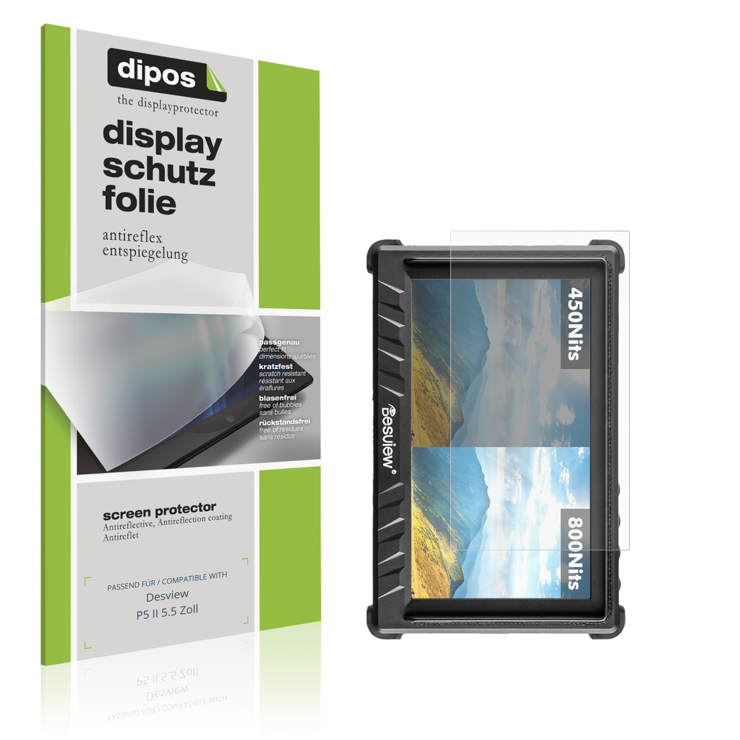 Matte Displayschutzfolie von dipos passend für Desview P5 II 5.5 Zoll, präziser Zuschnitt und blasenfrei montiert