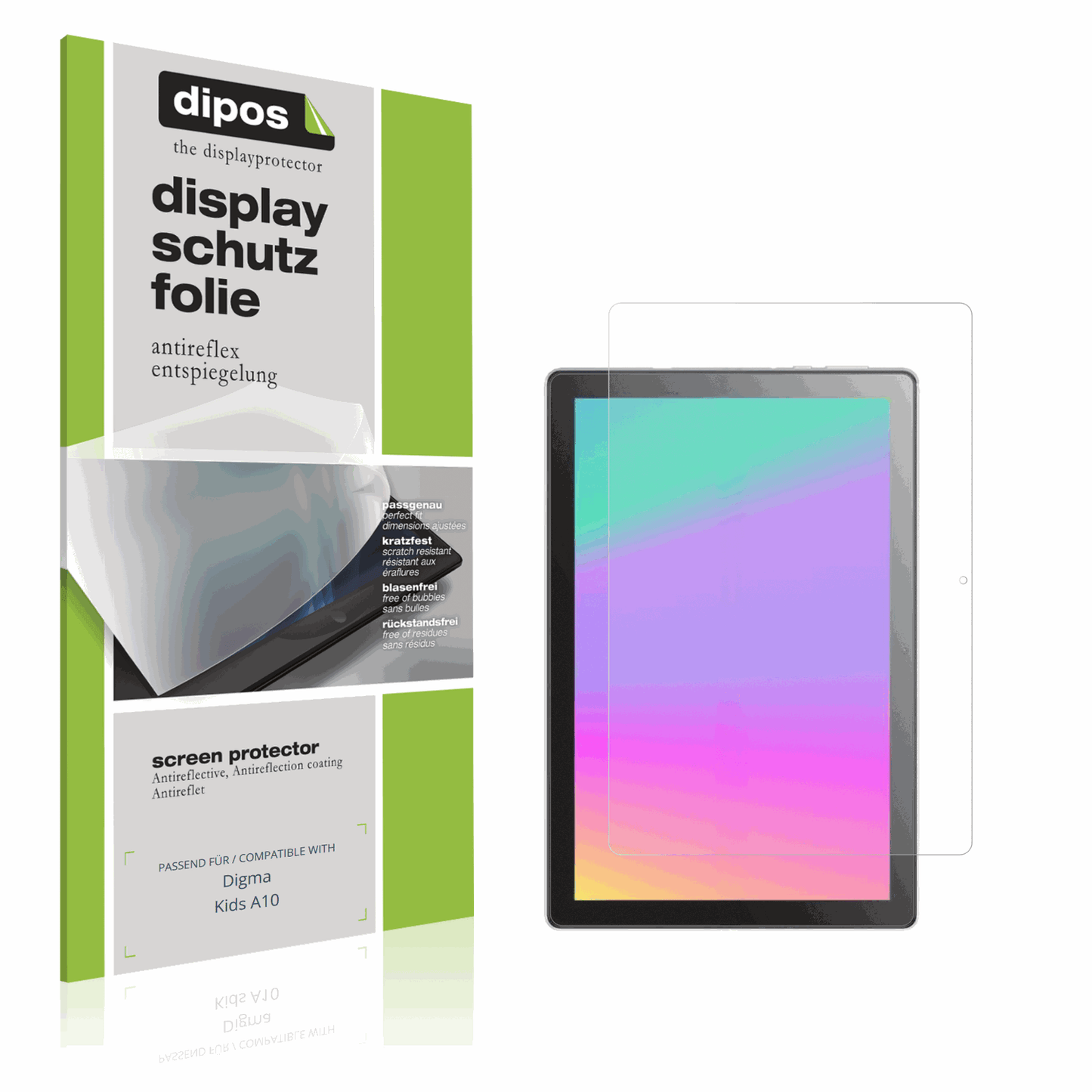 Matte Displayschutzfolie von dipos passend für Digma Kids A10, präziser Zuschnitt und blasenfrei montiert
