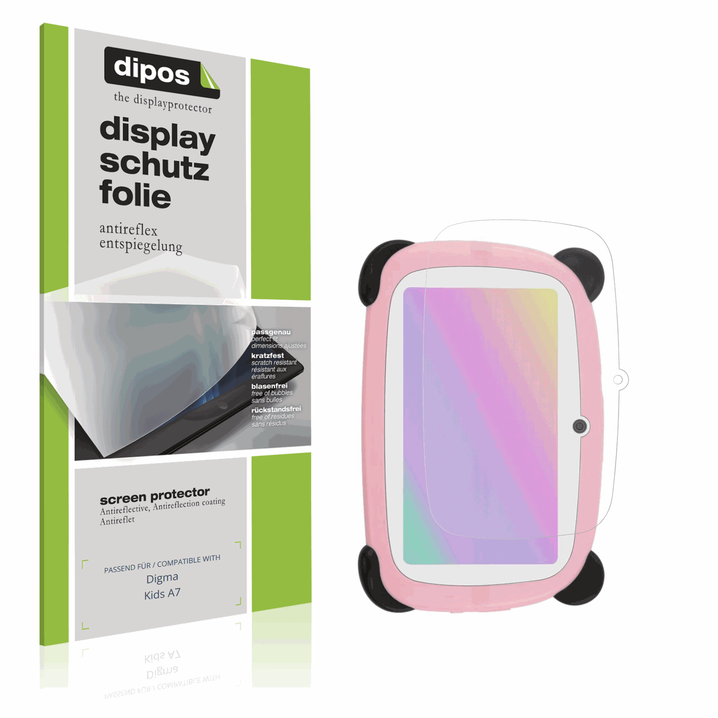 Matte Displayschutzfolie von dipos passend für Digma Kids A7, präziser Zuschnitt und blasenfrei montiert