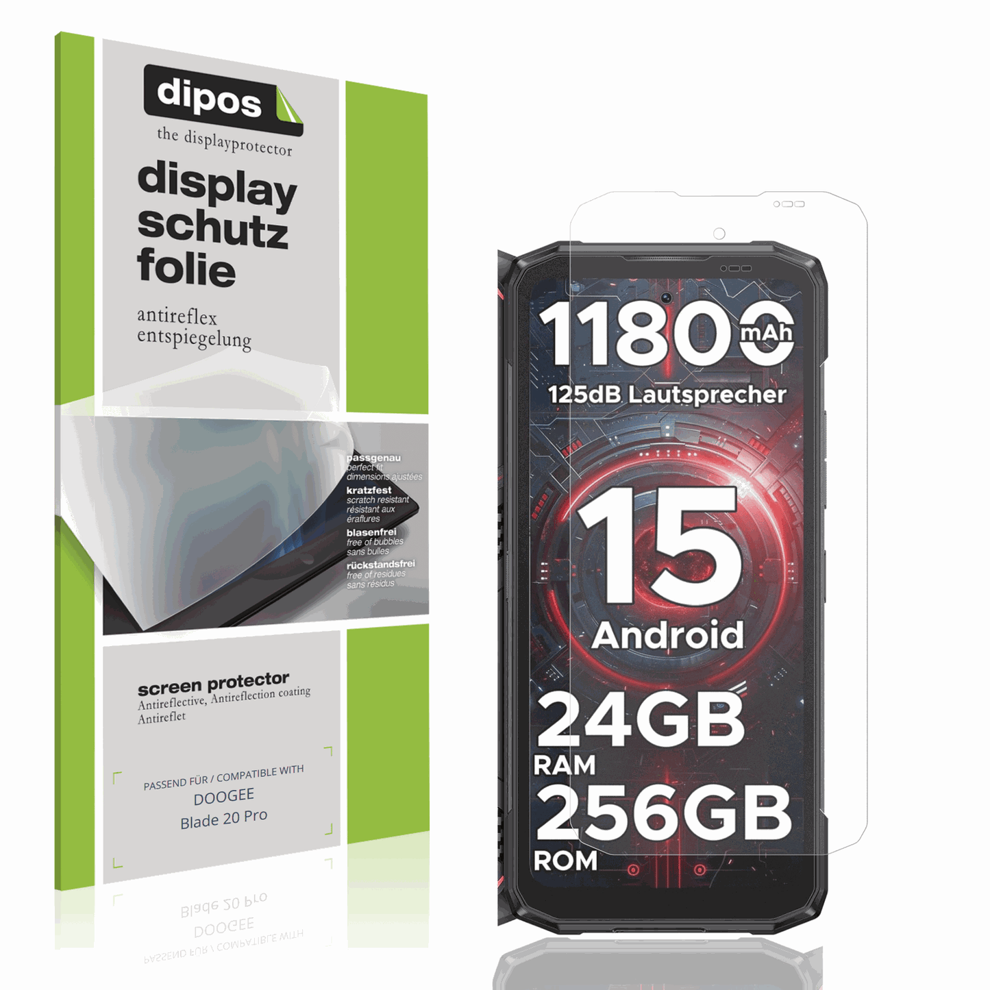 Matte Displayschutzfolie von dipos passend für DOOGEE Blade 20 Pro, präziser Zuschnitt und blasenfrei montiert