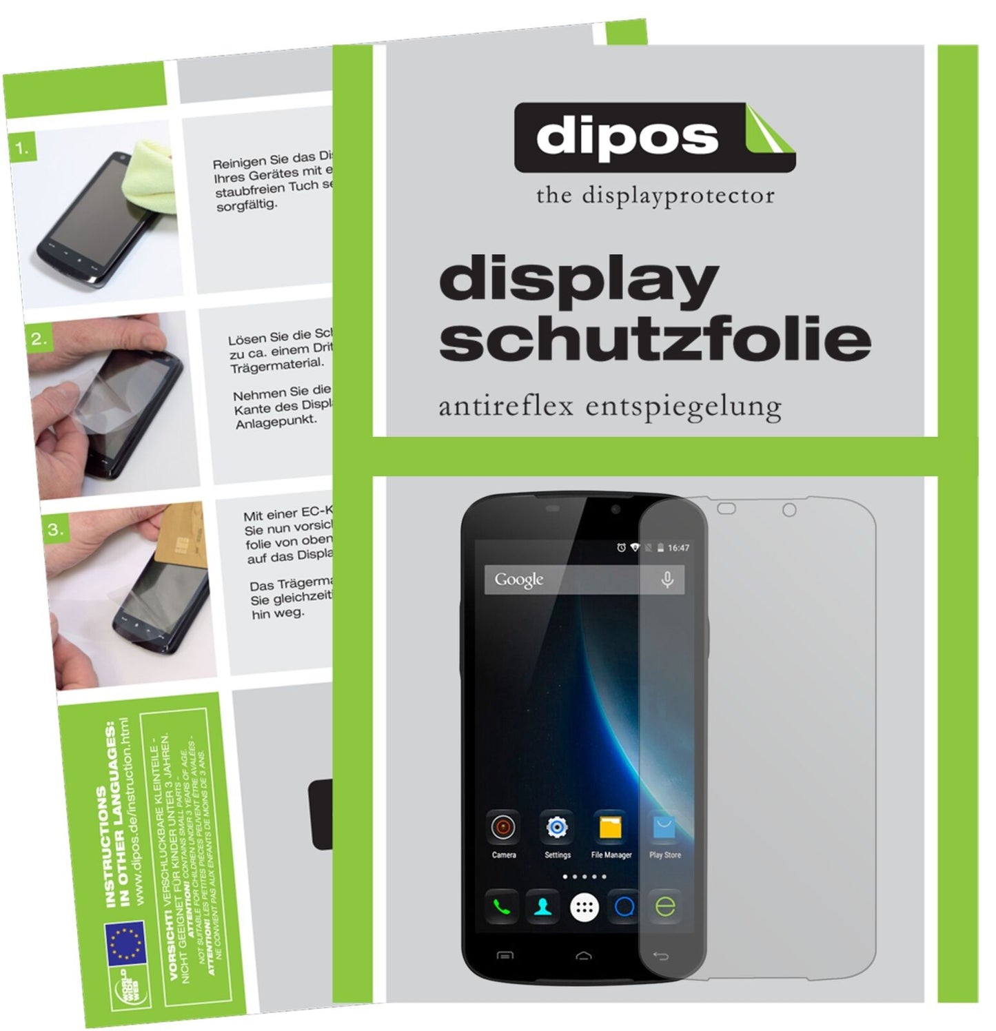 Matte Displayschutzfolie von dipos passend für Doogee X6 Pro, präziser Zuschnitt und blasenfrei montiert