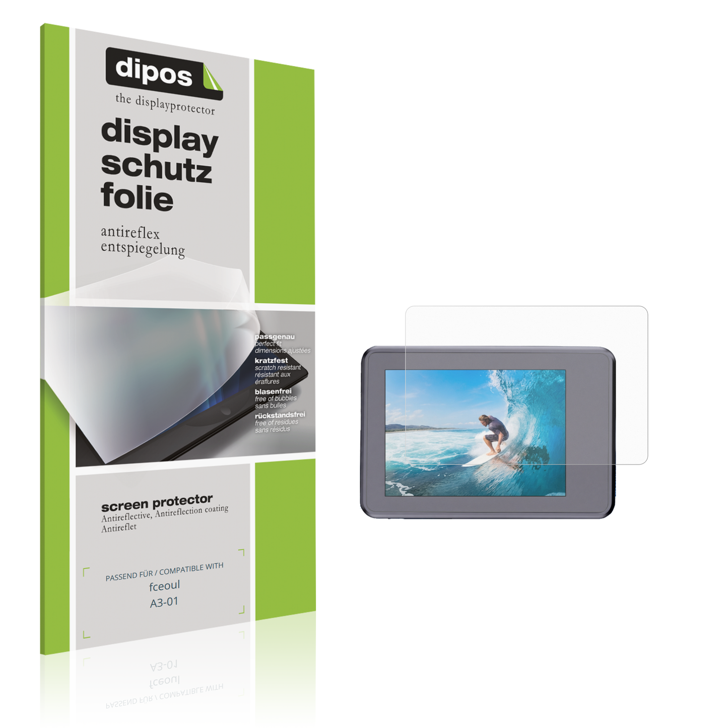 Matte Displayschutzfolie von dipos passend für fceoul A3-01, präziser Zuschnitt und blasenfrei montiert