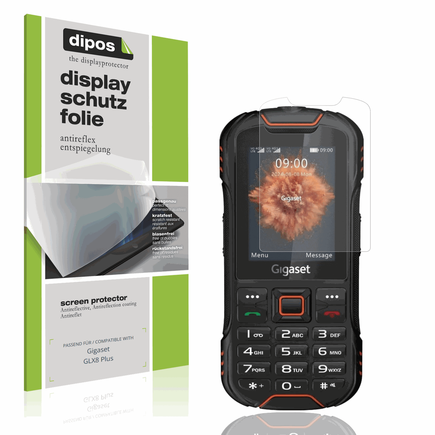 Matte Displayschutzfolie von dipos passend für Gigaset GLX8 Plus, präziser Zuschnitt und blasenfrei montiert