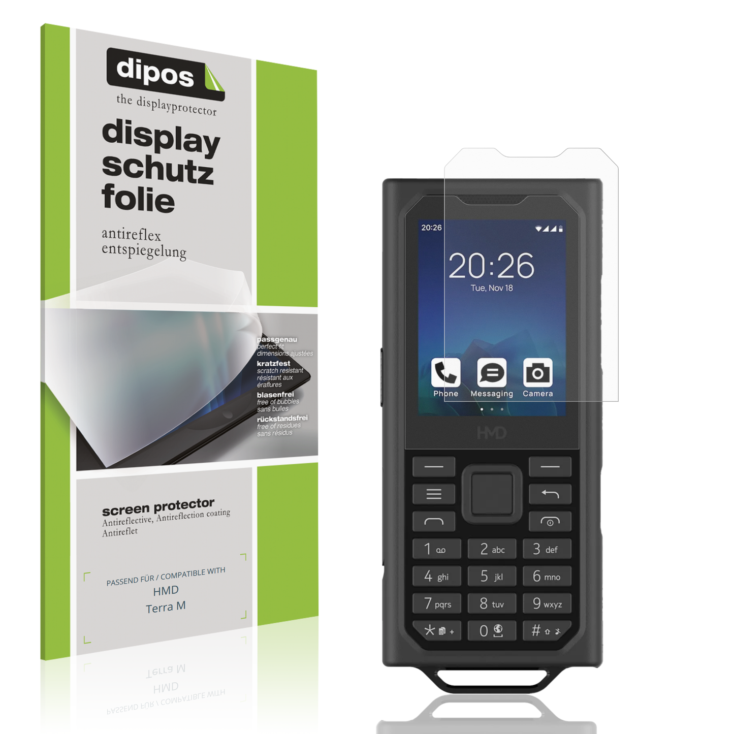 Matte Displayschutzfolie von dipos passend für HMD Terra M, präziser Zuschnitt und blasenfrei montiert