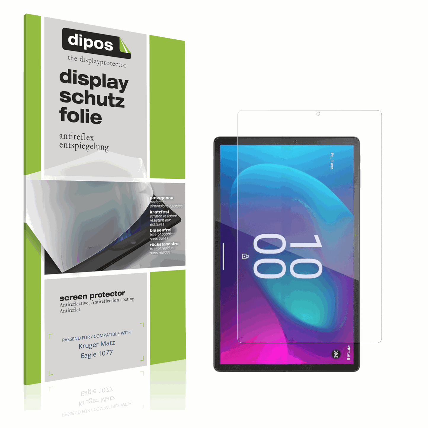 Matte Displayschutzfolie von dipos passend für Kruger Matz Eagle 1077, präziser Zuschnitt und blasenfrei montiert