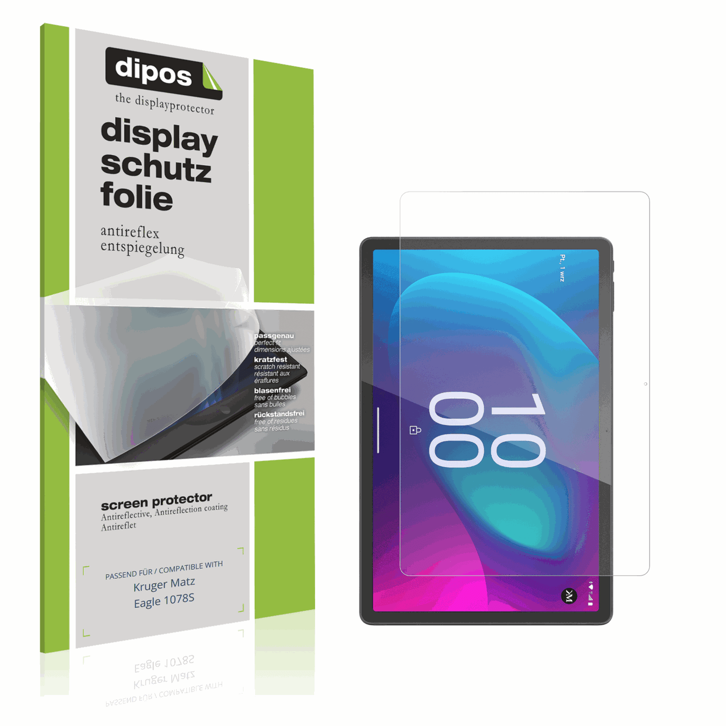 Matte Displayschutzfolie von dipos passend für Kruger Matz Eagle 1078S, präziser Zuschnitt und blasenfrei montiert