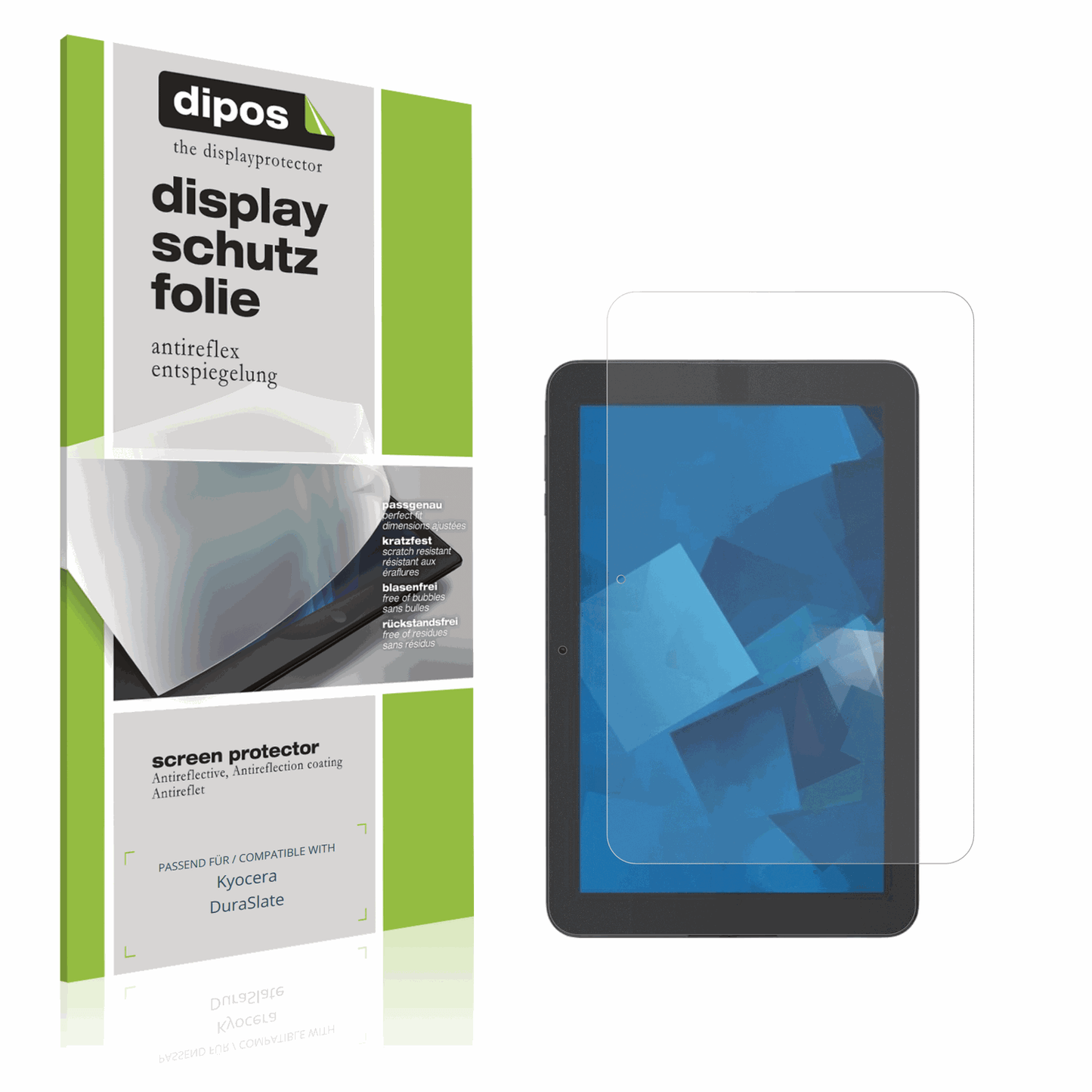 Matte Displayschutzfolie von dipos passend für Kyocera DuraSlate, präziser Zuschnitt und blasenfrei montiert