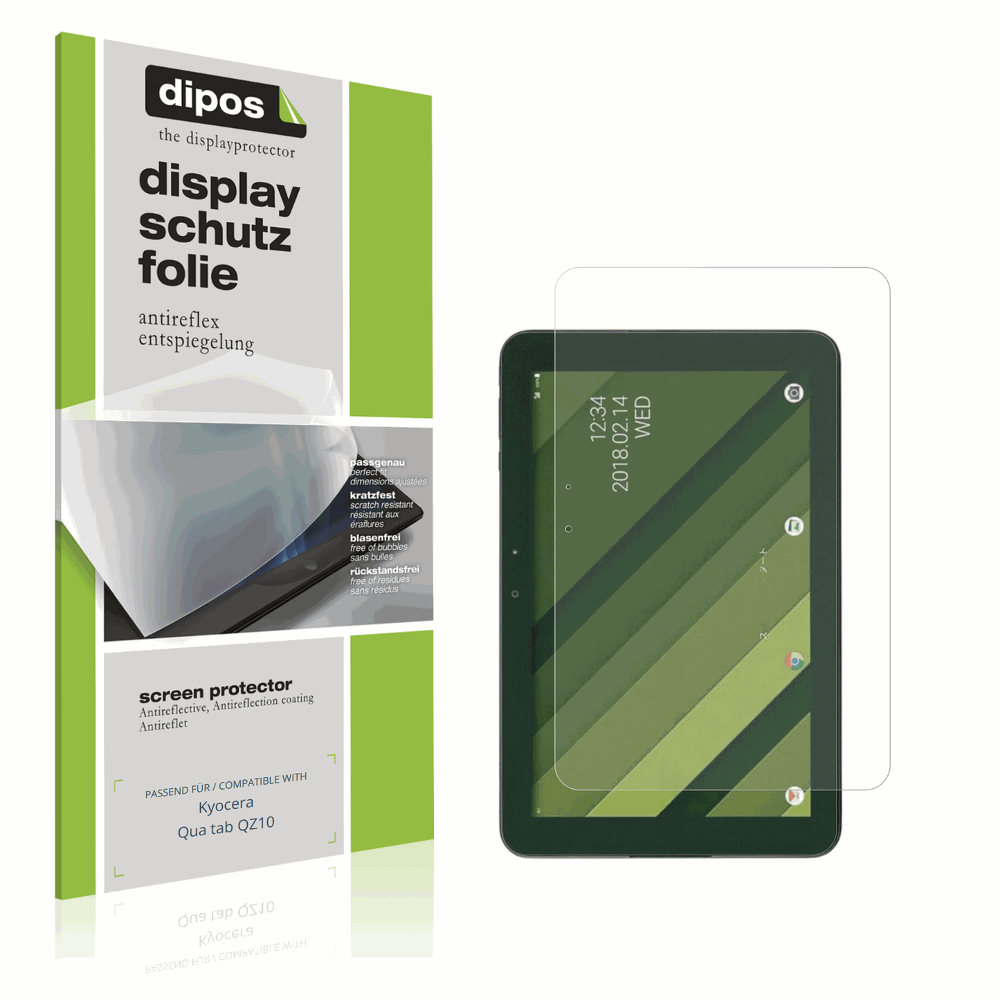 Matte Displayschutzfolie von dipos passend für Kyocera Qua tab QZ10, präziser Zuschnitt und blasenfrei montiert