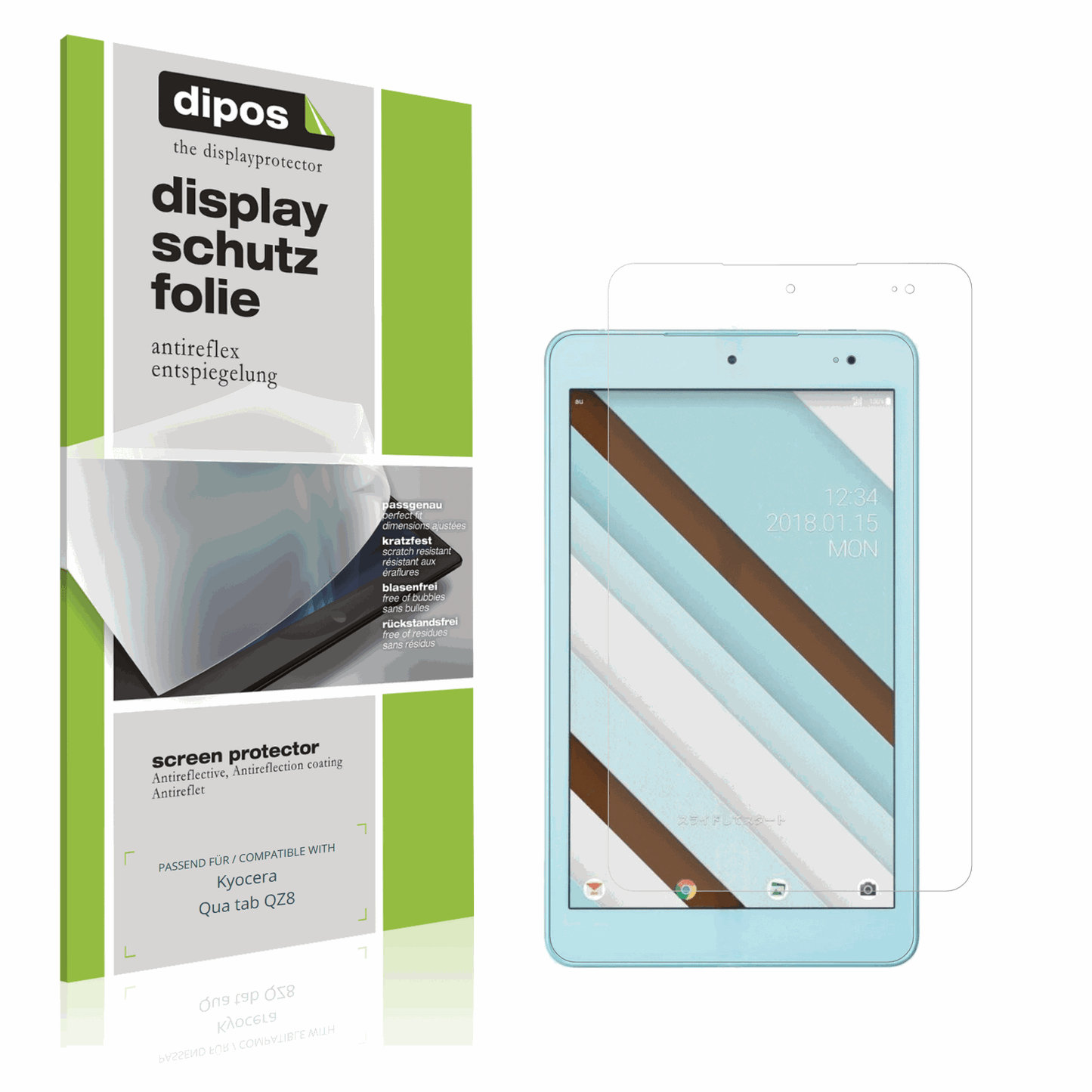 Matte Displayschutzfolie von dipos passend für Kyocera Qua tab QZ8, präziser Zuschnitt und blasenfrei montiert