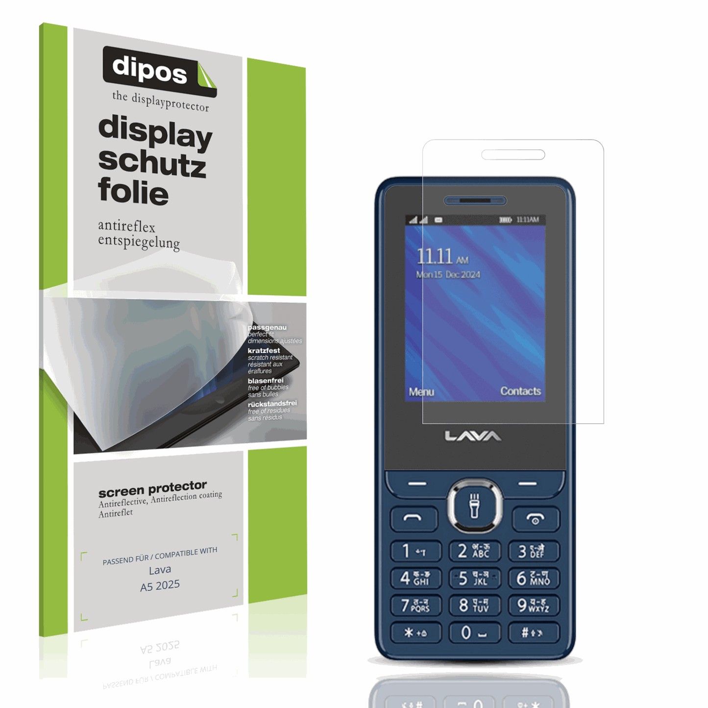 Matte Displayschutzfolie von dipos passend für Lava A5 2025, präziser Zuschnitt und blasenfrei montiert