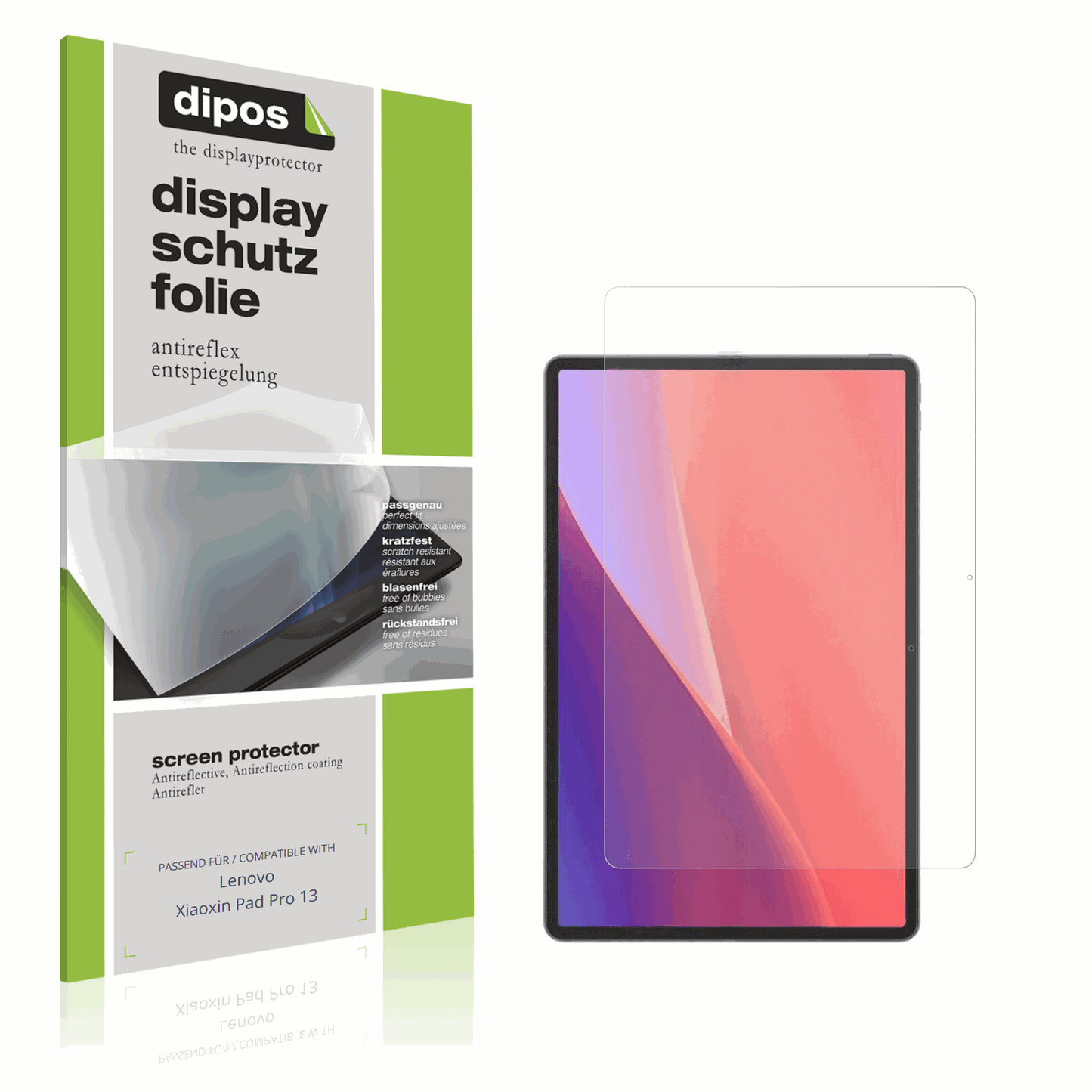 Matte Displayschutzfolie von dipos passend für Lenovo Xiaoxin Pad Pro 13, präziser Zuschnitt und blasenfrei montiert