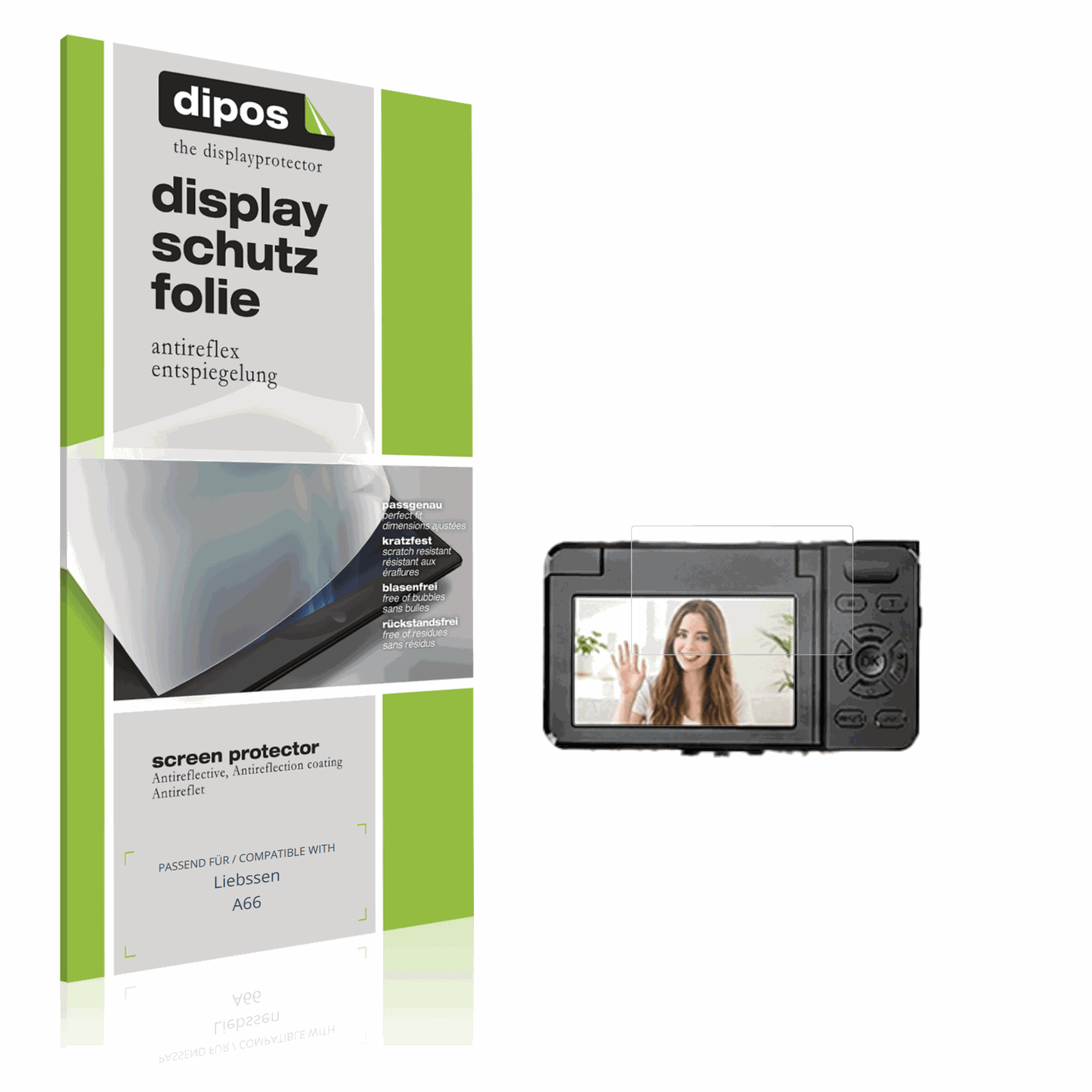 Matte Displayschutzfolie von dipos passend für Liebssen A66, präziser Zuschnitt und blasenfrei montiert
