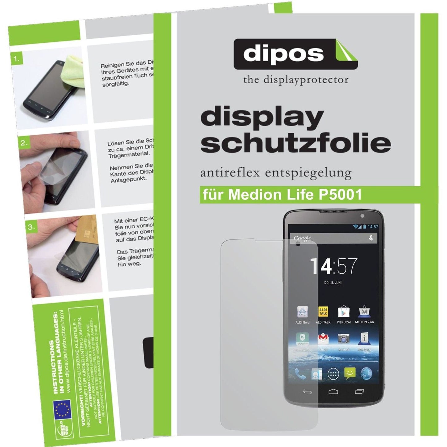 Matte Displayschutzfolie von dipos passend für Life P5001 Medion, präziser Zuschnitt und blasenfrei montiert