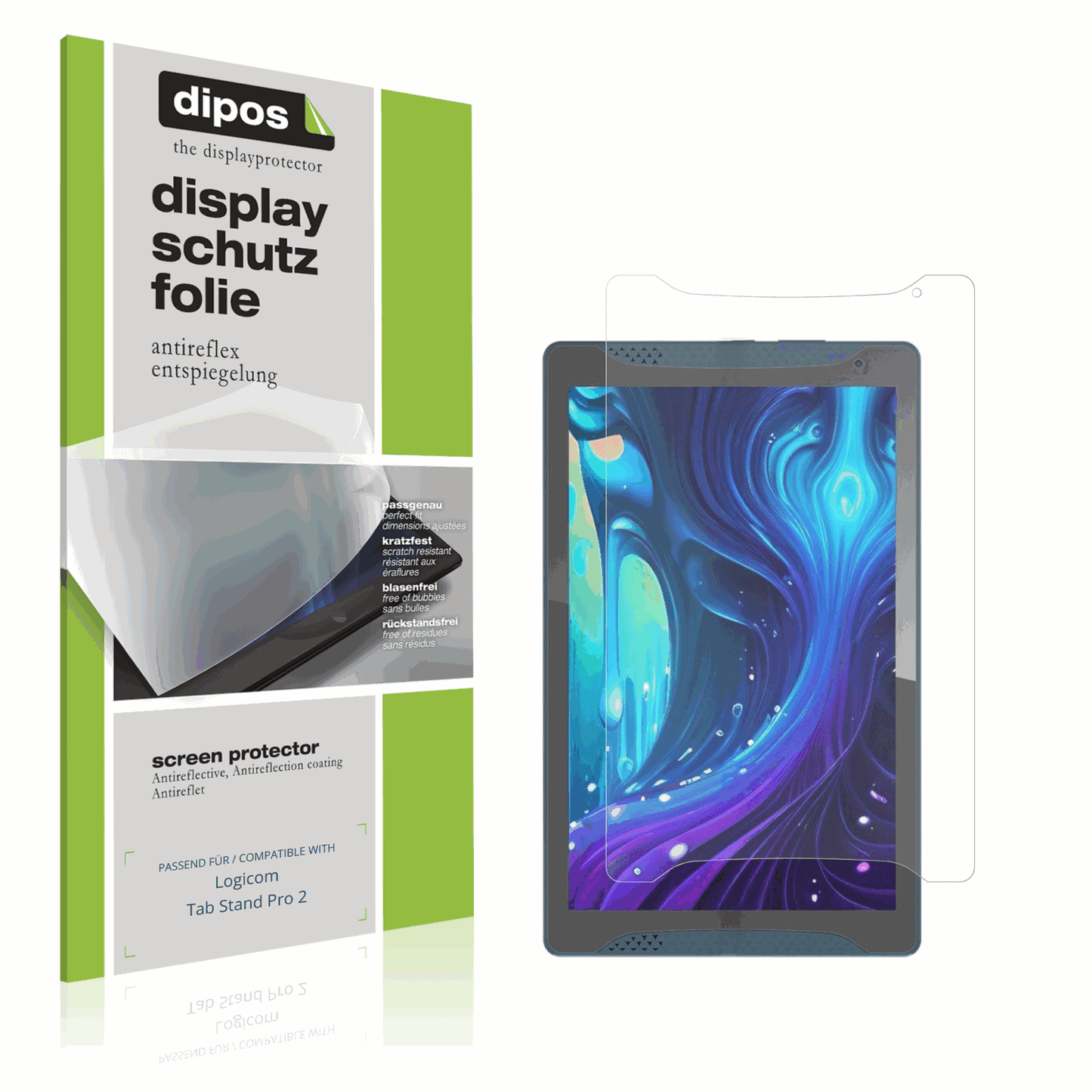 Matte Displayschutzfolie von dipos passend für Logicom Tab Stand Pro 2, präziser Zuschnitt und blasenfrei montiert