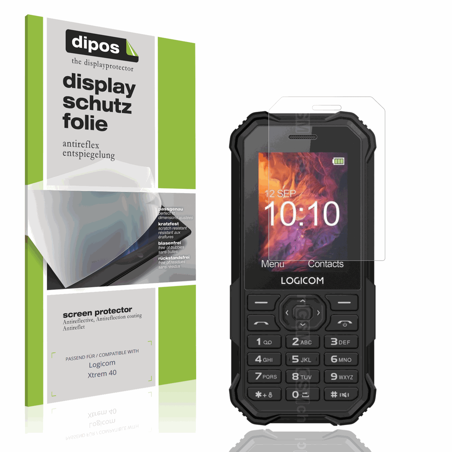 Matte Displayschutzfolie von dipos passend für Logicom Xtrem 40, präziser Zuschnitt und blasenfrei montiert