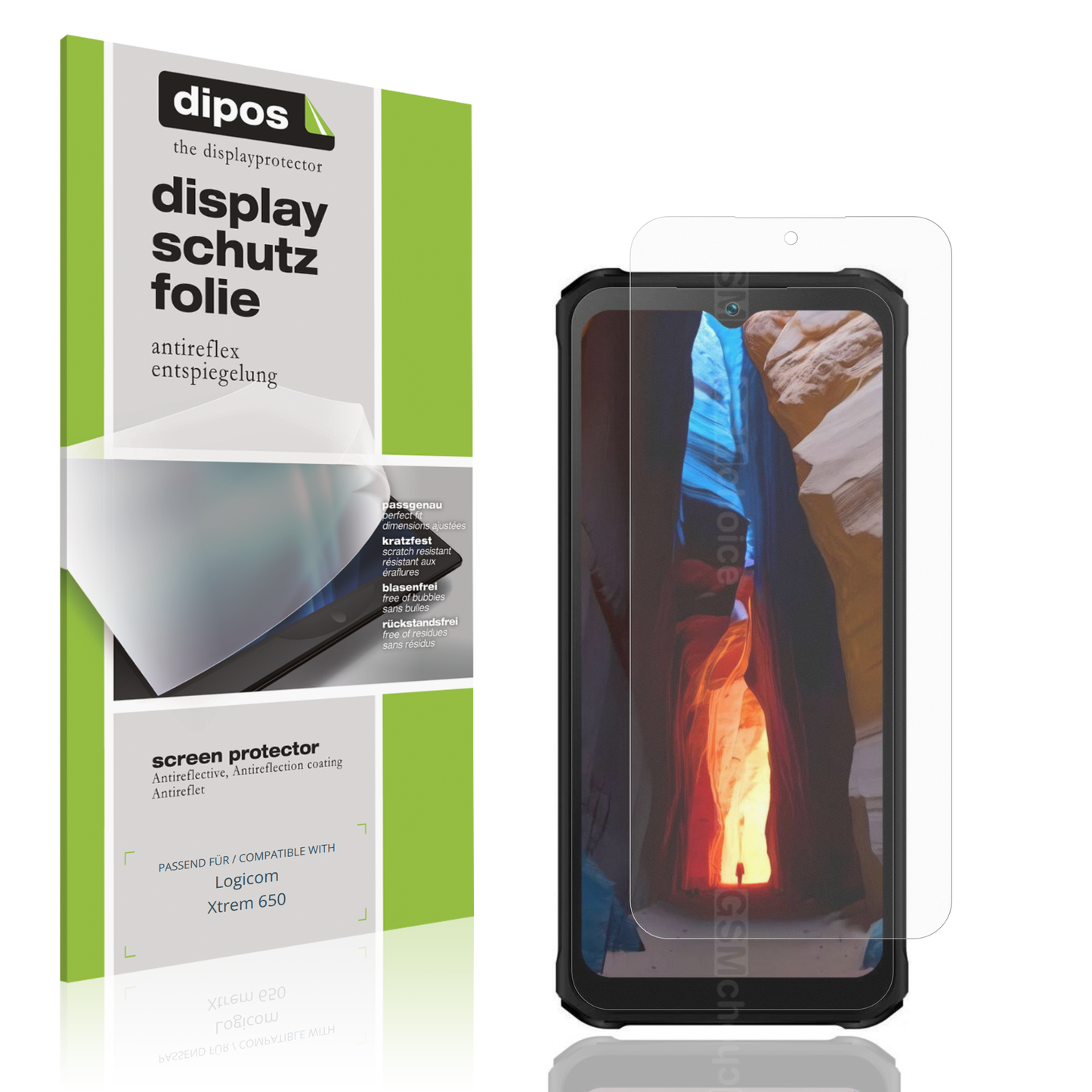 Matte Displayschutzfolie von dipos passend für Logicom Xtrem 650, präziser Zuschnitt und blasenfrei montiert