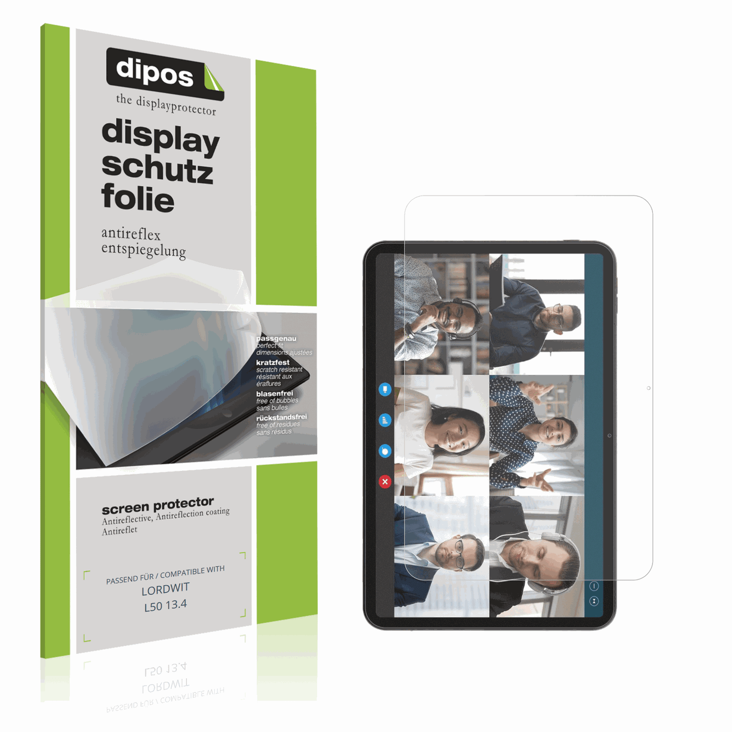Matte Displayschutzfolie von dipos passend für LORDWIT L50 13.4, präziser Zuschnitt und blasenfrei montiert