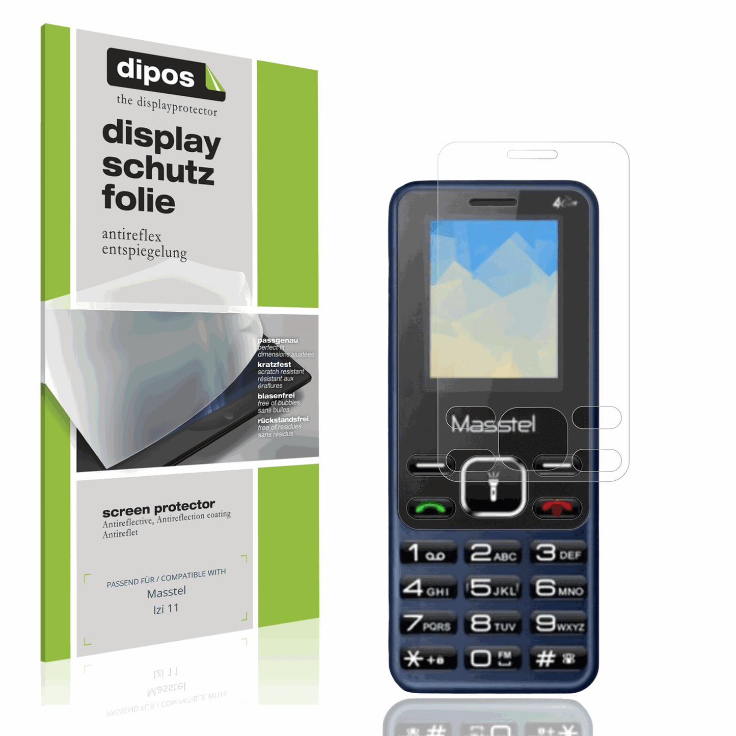 Matte Displayschutzfolie von dipos passend für Masstel Izi 11, präziser Zuschnitt und blasenfrei montiert