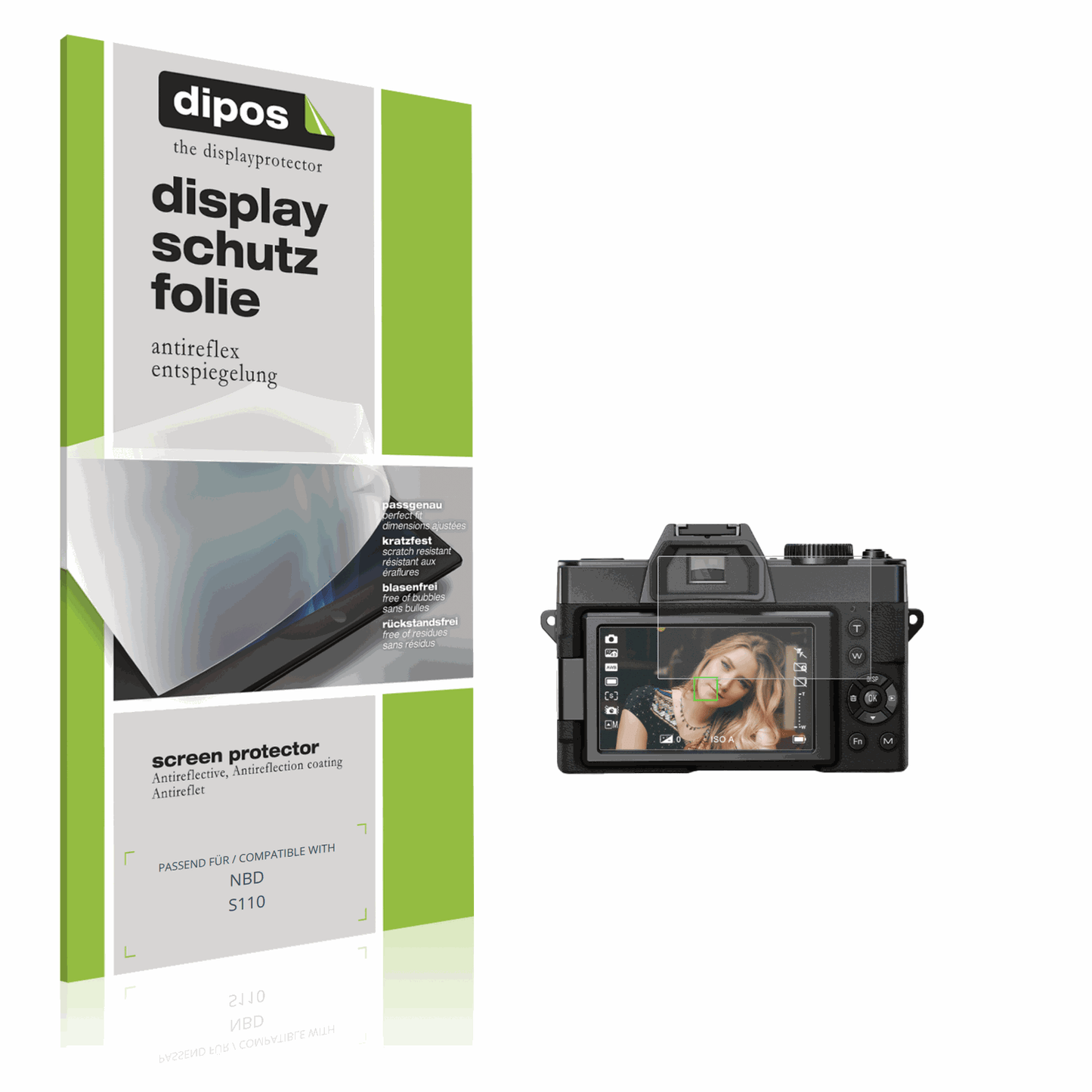 Matte Displayschutzfolie von dipos passend für NBD S110, präziser Zuschnitt und blasenfrei montiert