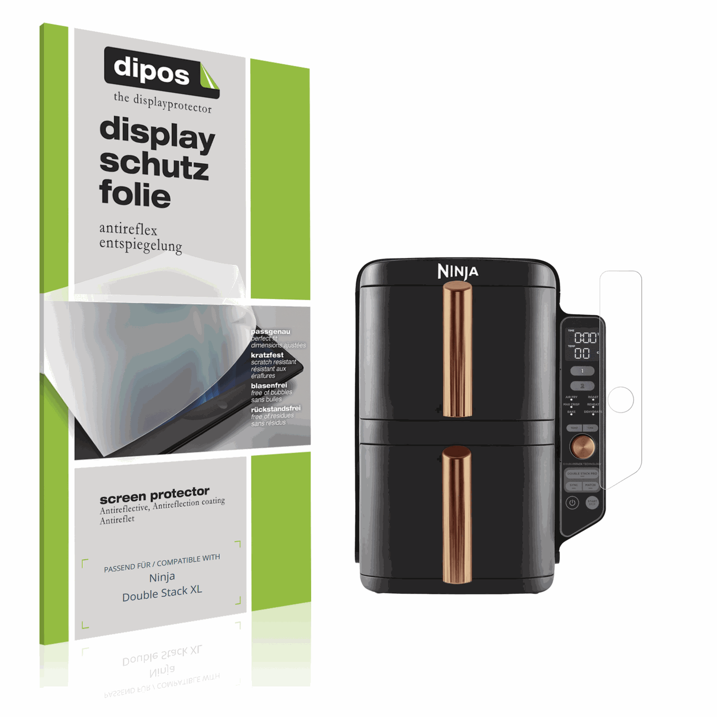 Matte Displayschutzfolie von dipos passend für Ninja Double Stack XL, präziser Zuschnitt und blasenfrei montiert