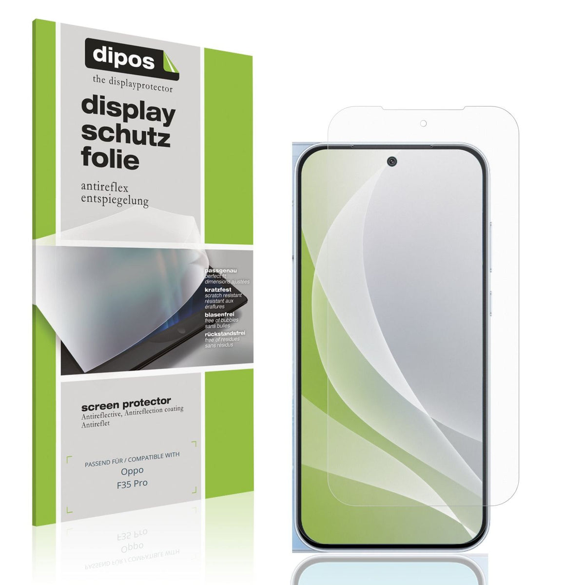Matte Displayschutzfolie von dipos passend für Oppo F35 Pro, präziser Zuschnitt und blasenfrei montiert