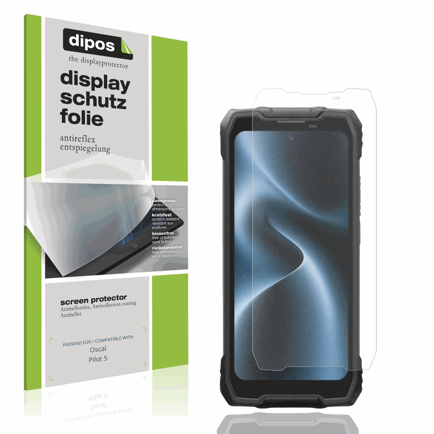 Matte Displayschutzfolie von dipos passend f�r Oscal Pilot 5, pr�ziser Zuschnitt und blasenfrei montiert