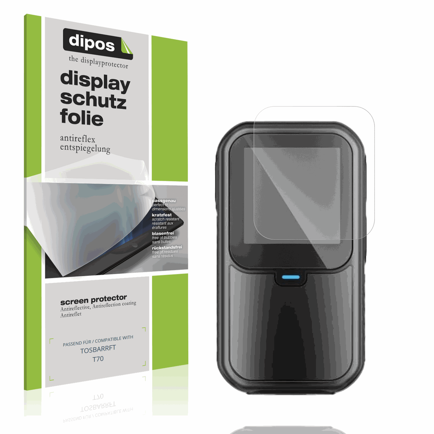Matte Displayschutzfolie von dipos passend für TOSBARRFT T70, präziser Zuschnitt und blasenfrei montiert